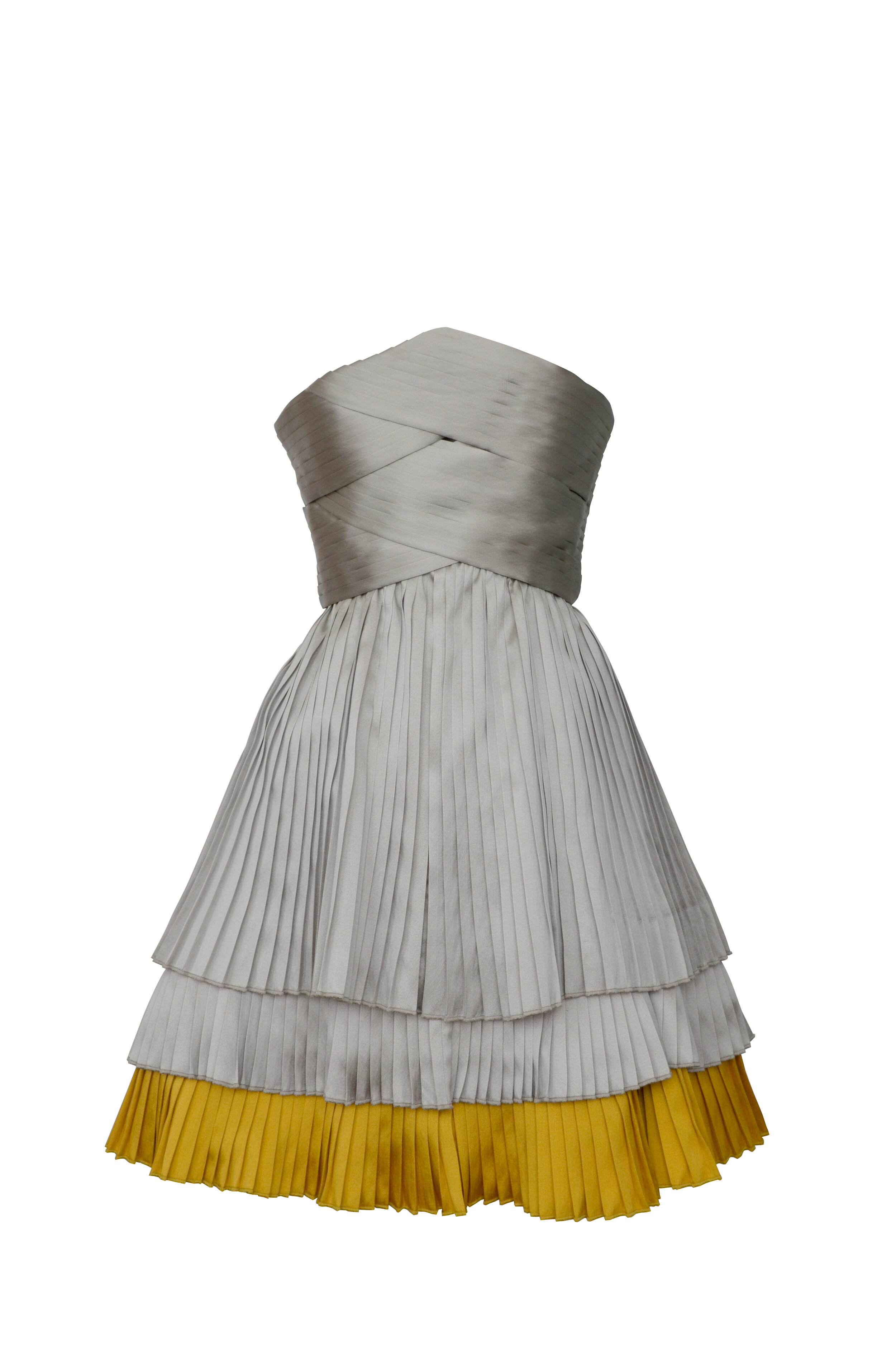 Bege & Yellow Layered Short Dress