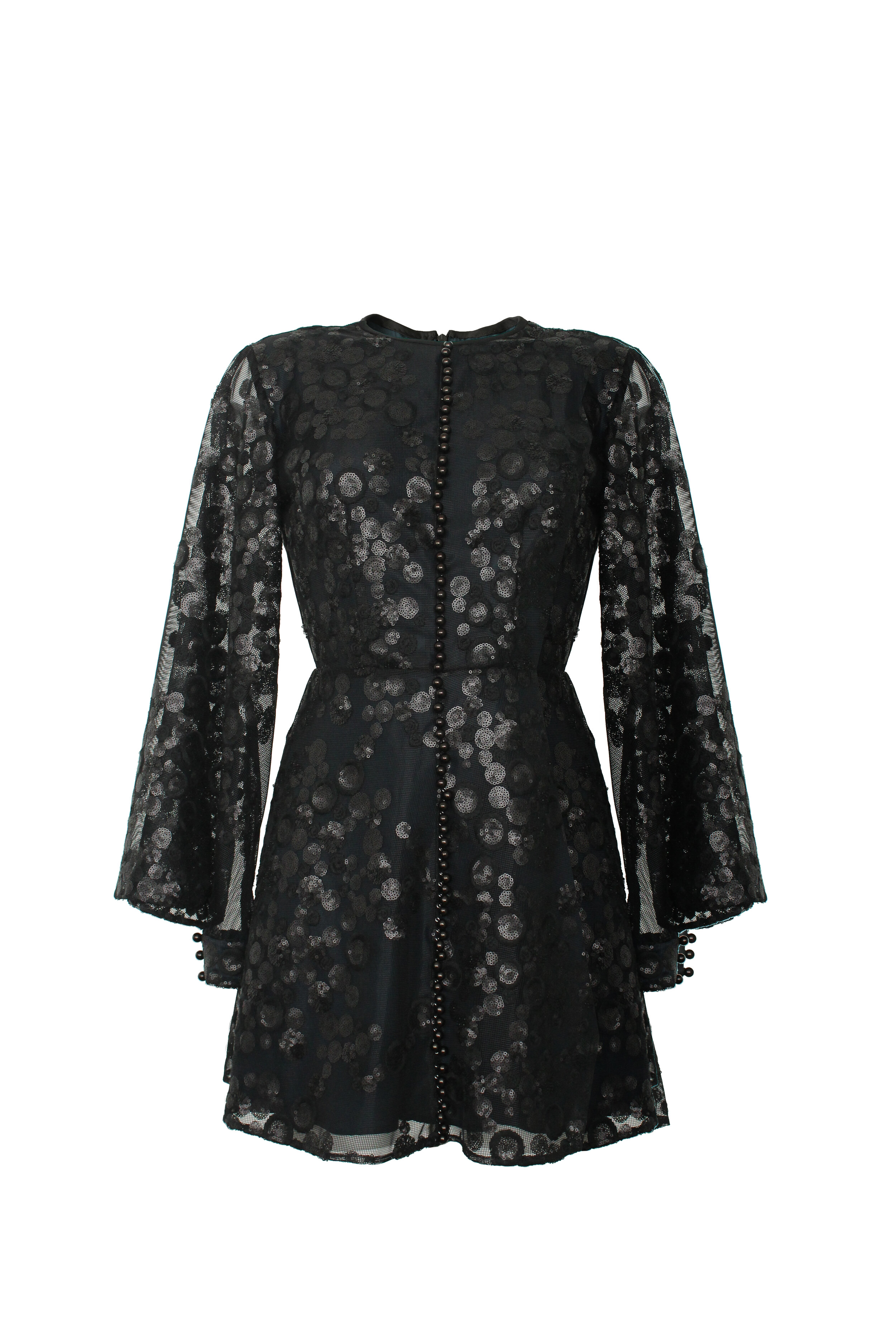 Short Black Polkadot Dress with Sequins