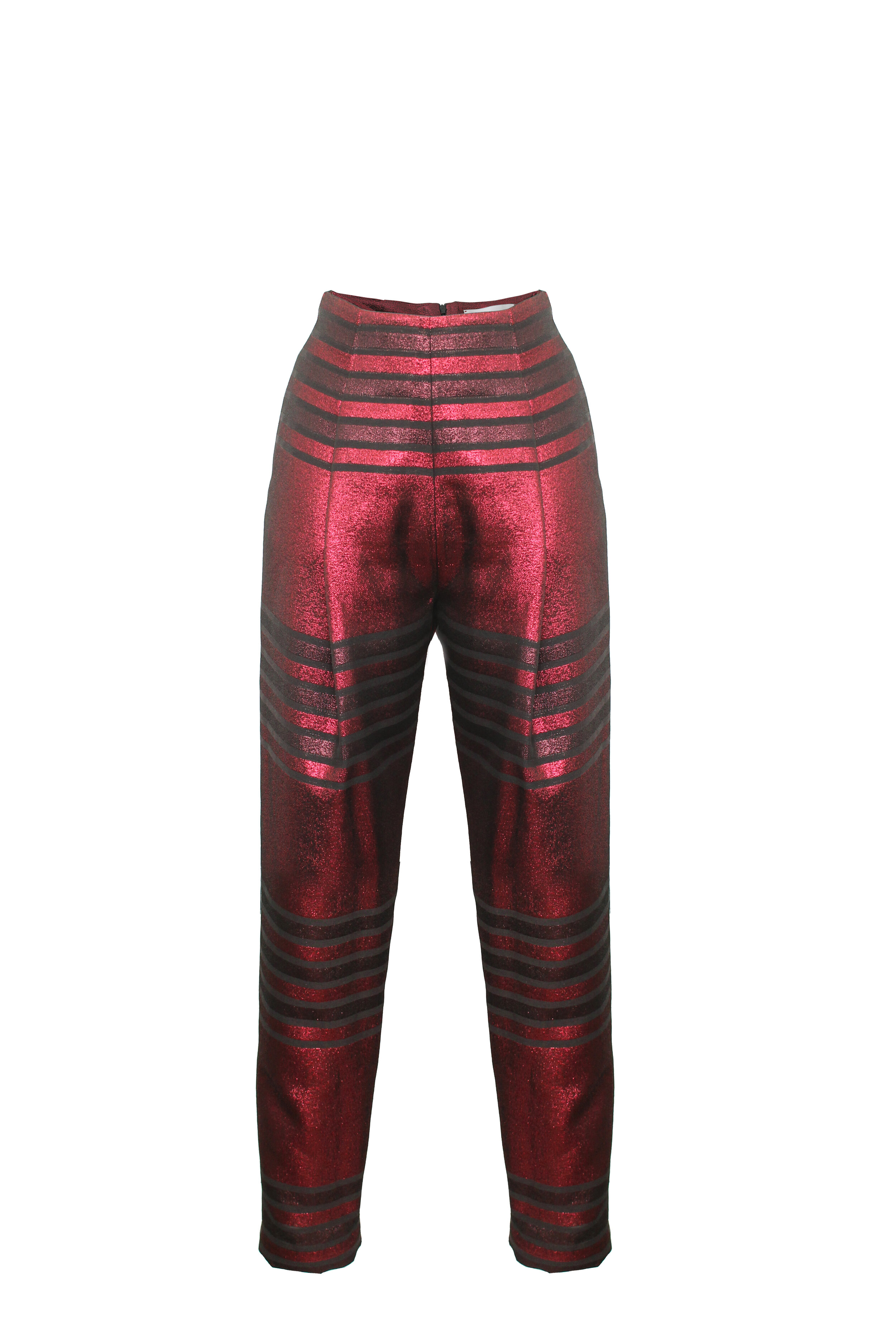 Shiny Red Striped Trousers
