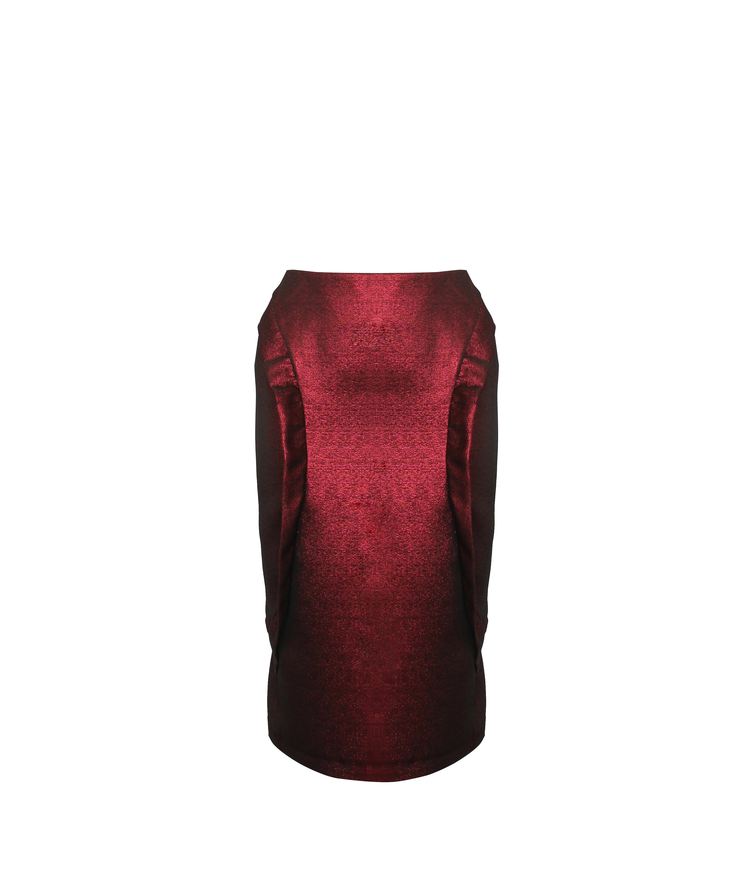 Red Shiny Midi Skirt