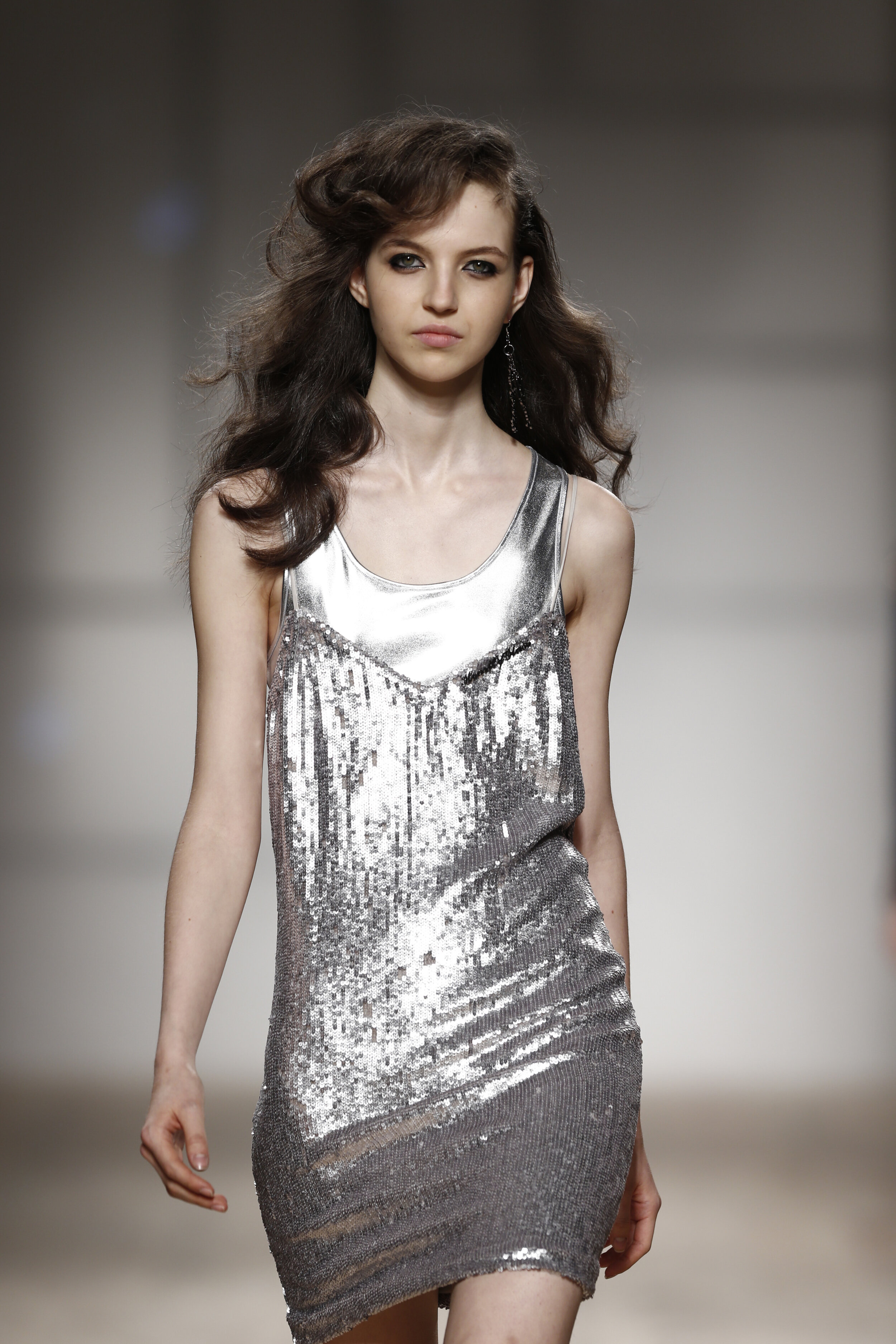 Short Silver Sequins Dress  LUIS CARVALHO