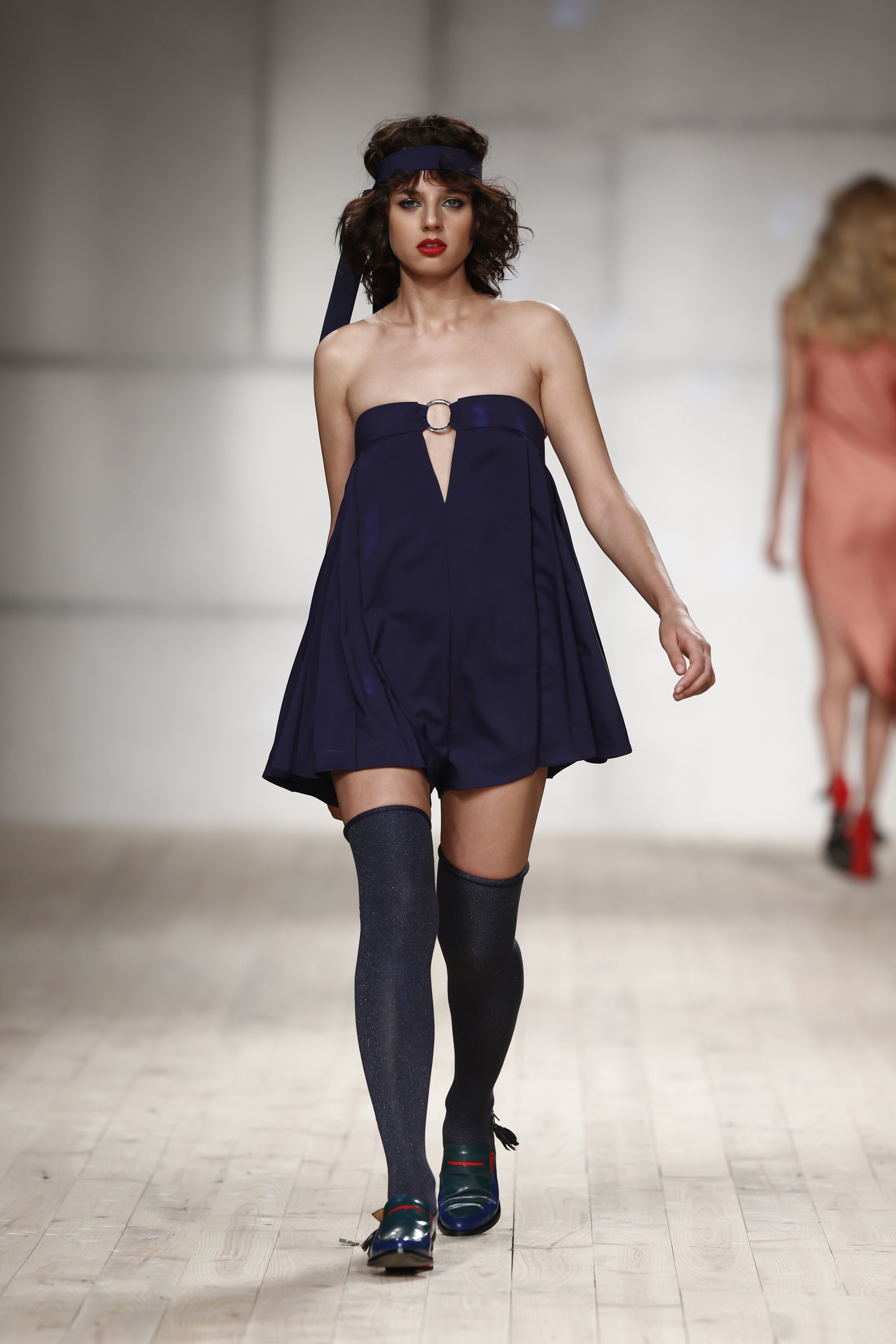 Dark Blue Off Shoulders Jumpsuit