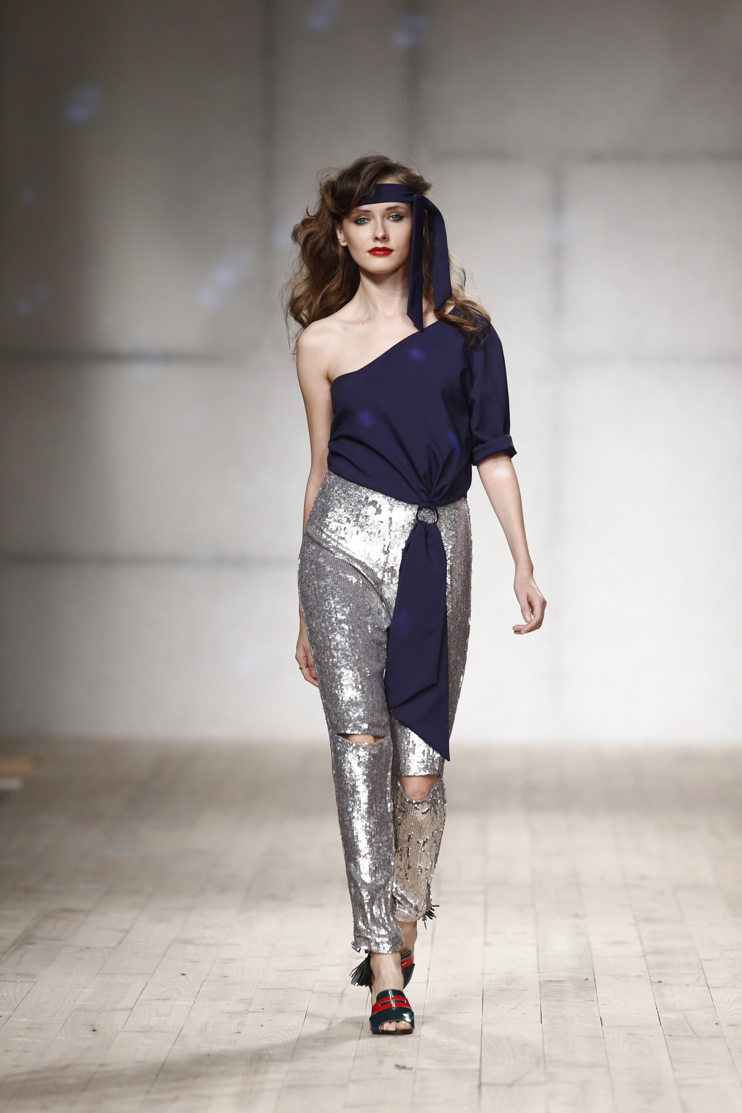 One Sleeve Dark Blue Top