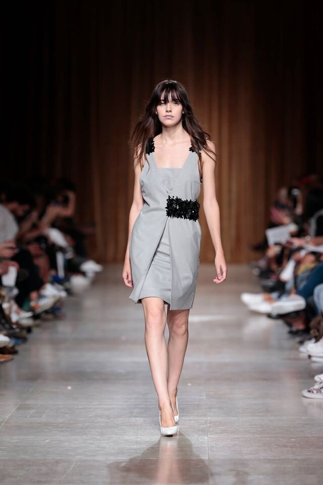 Chess Short Dress with Flowers