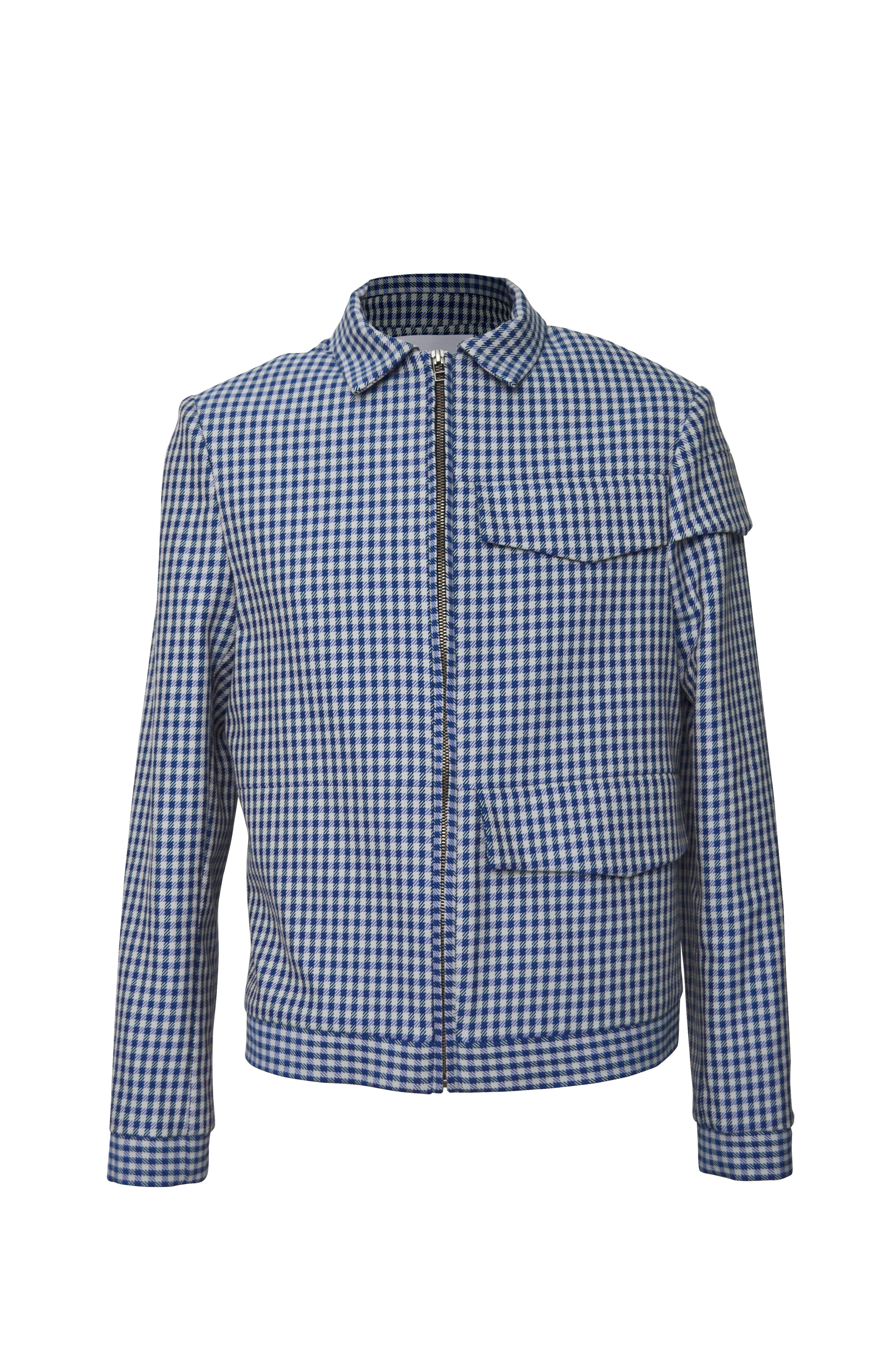 Blue Chess Jacket with Embroided Eagle