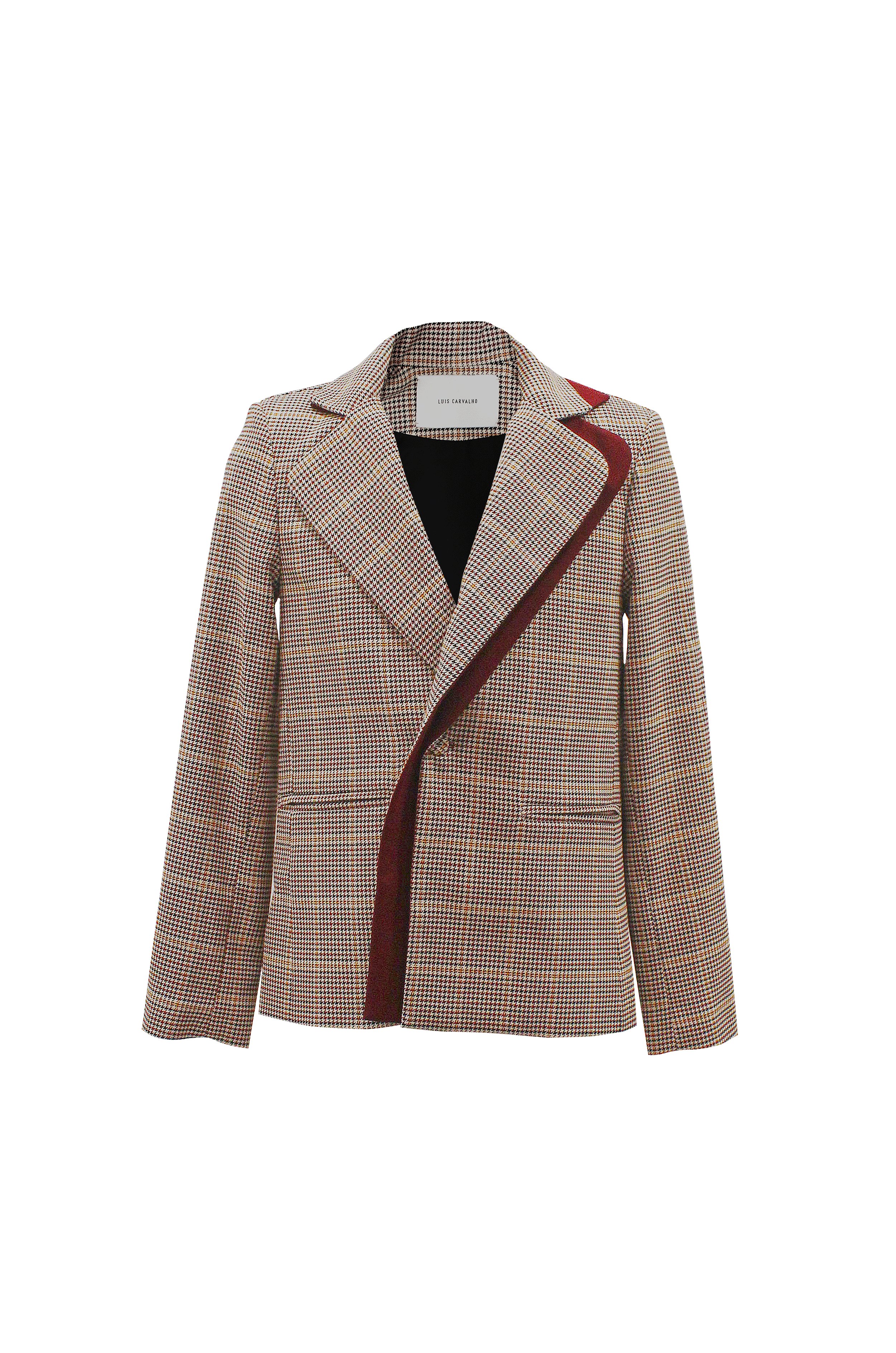 Pied de poule Blazer with Bordeaux Details