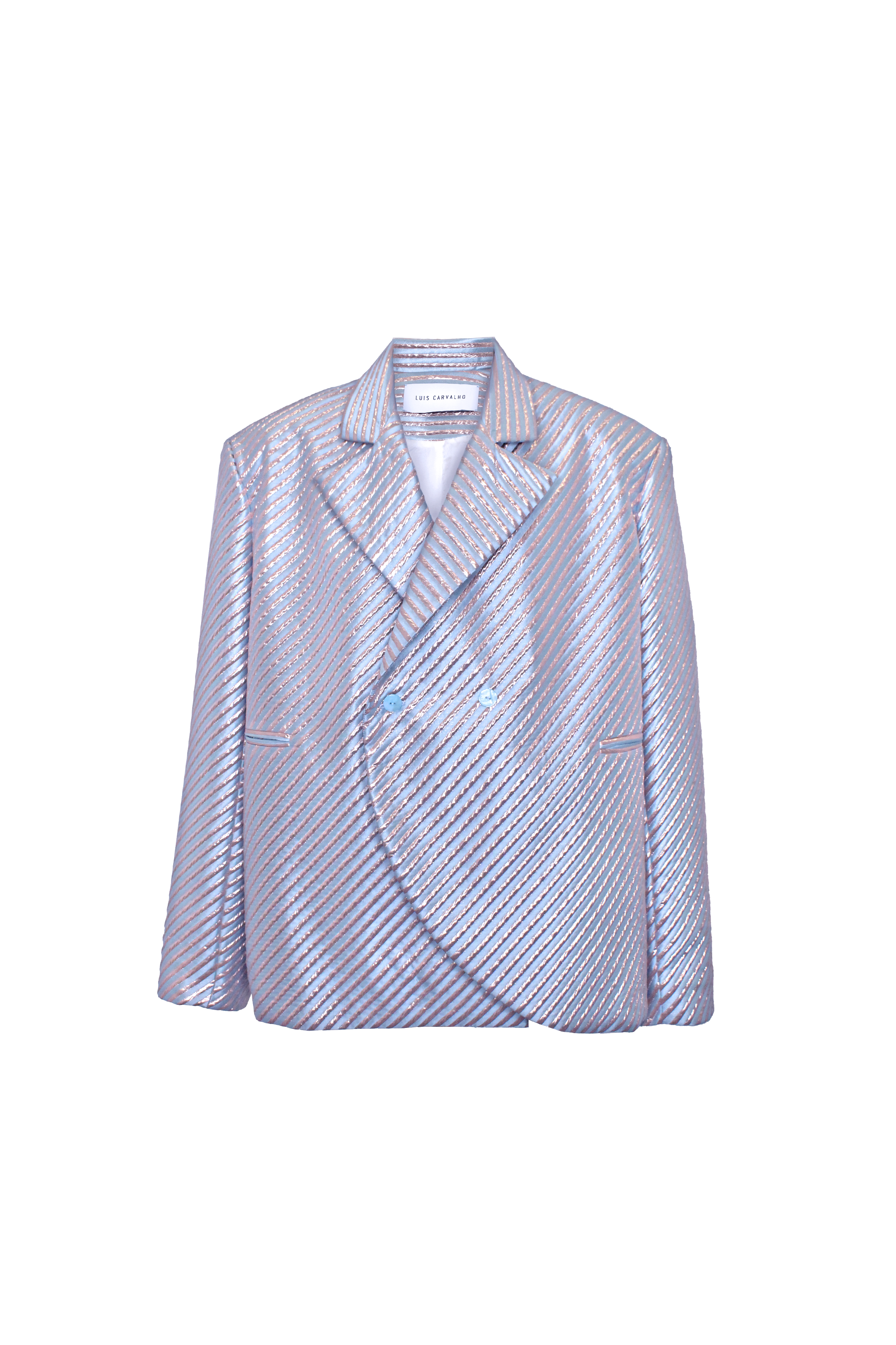 Oversize Blue Blazer with Front Circle Detail