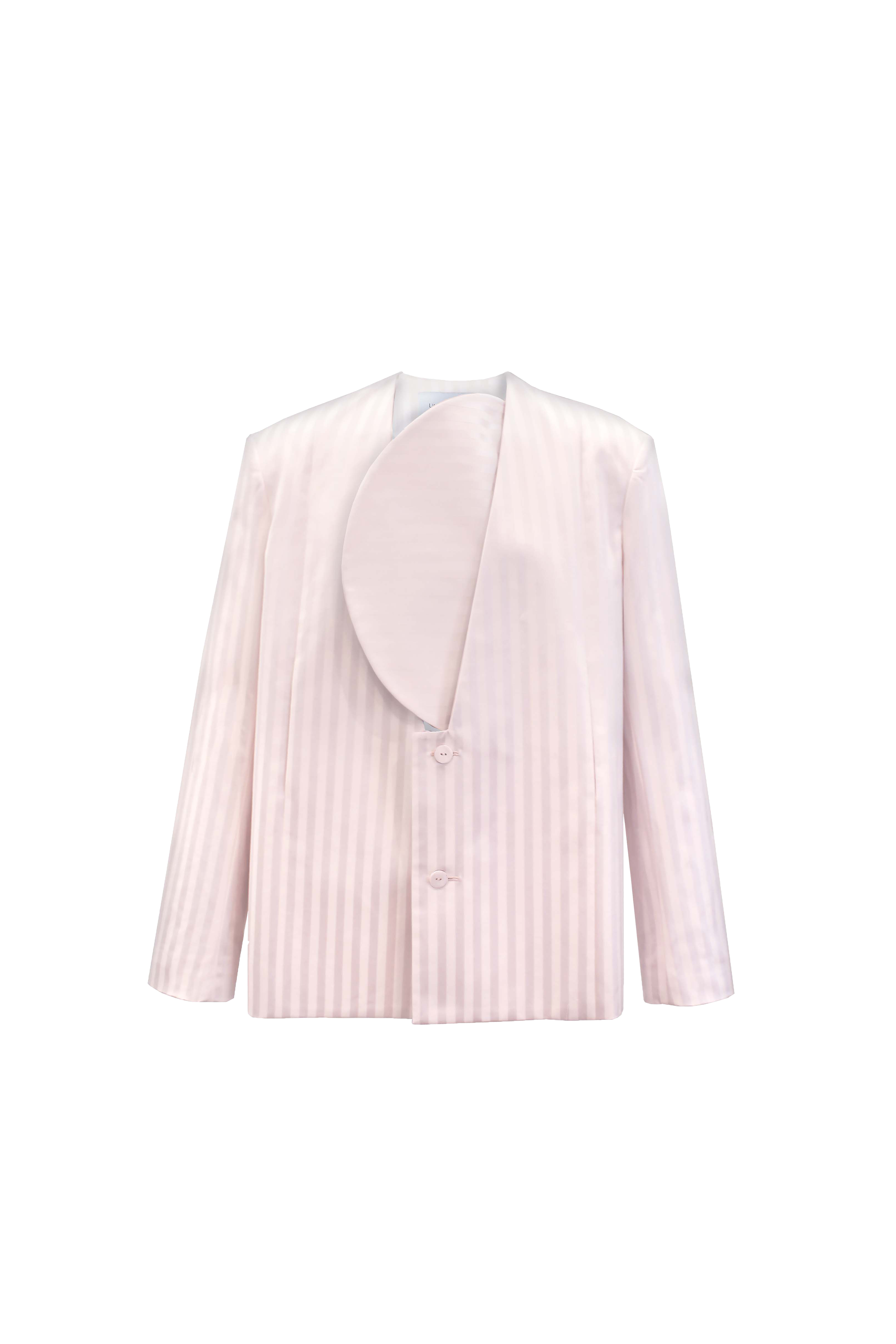 Oversize Pink Striped Blazer with Front Details