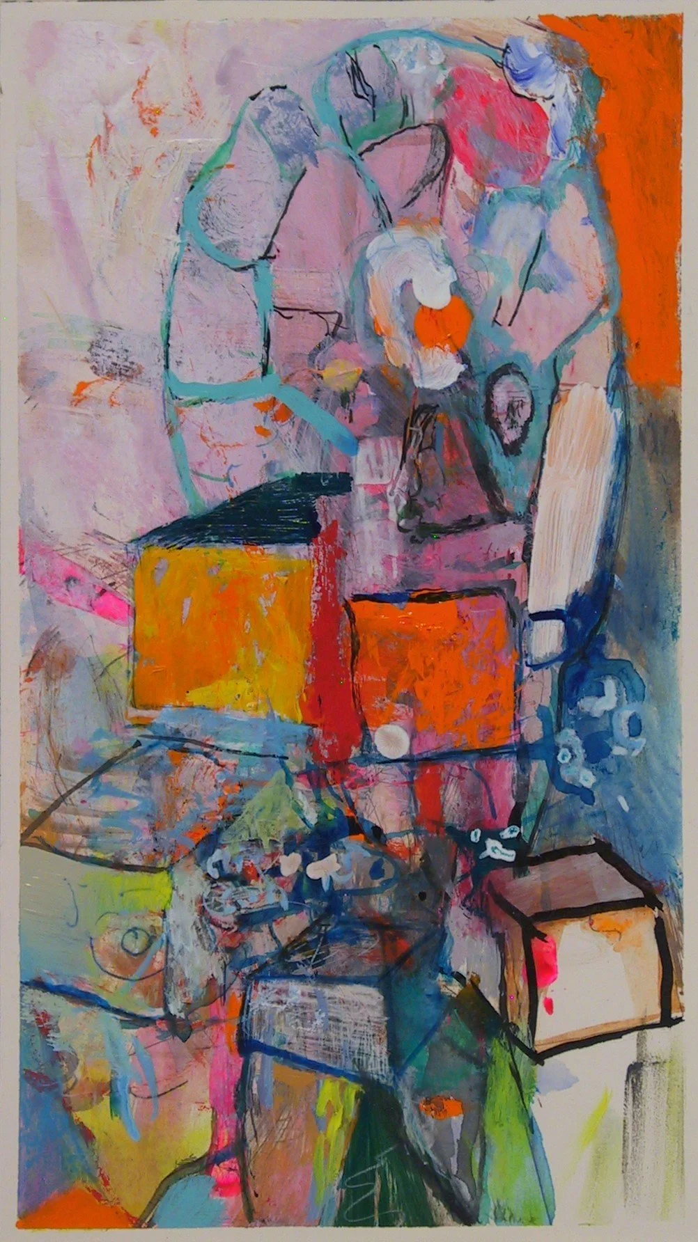Carnival Days  2025  mixed media on paper  10 1/4" x 5 3/4"