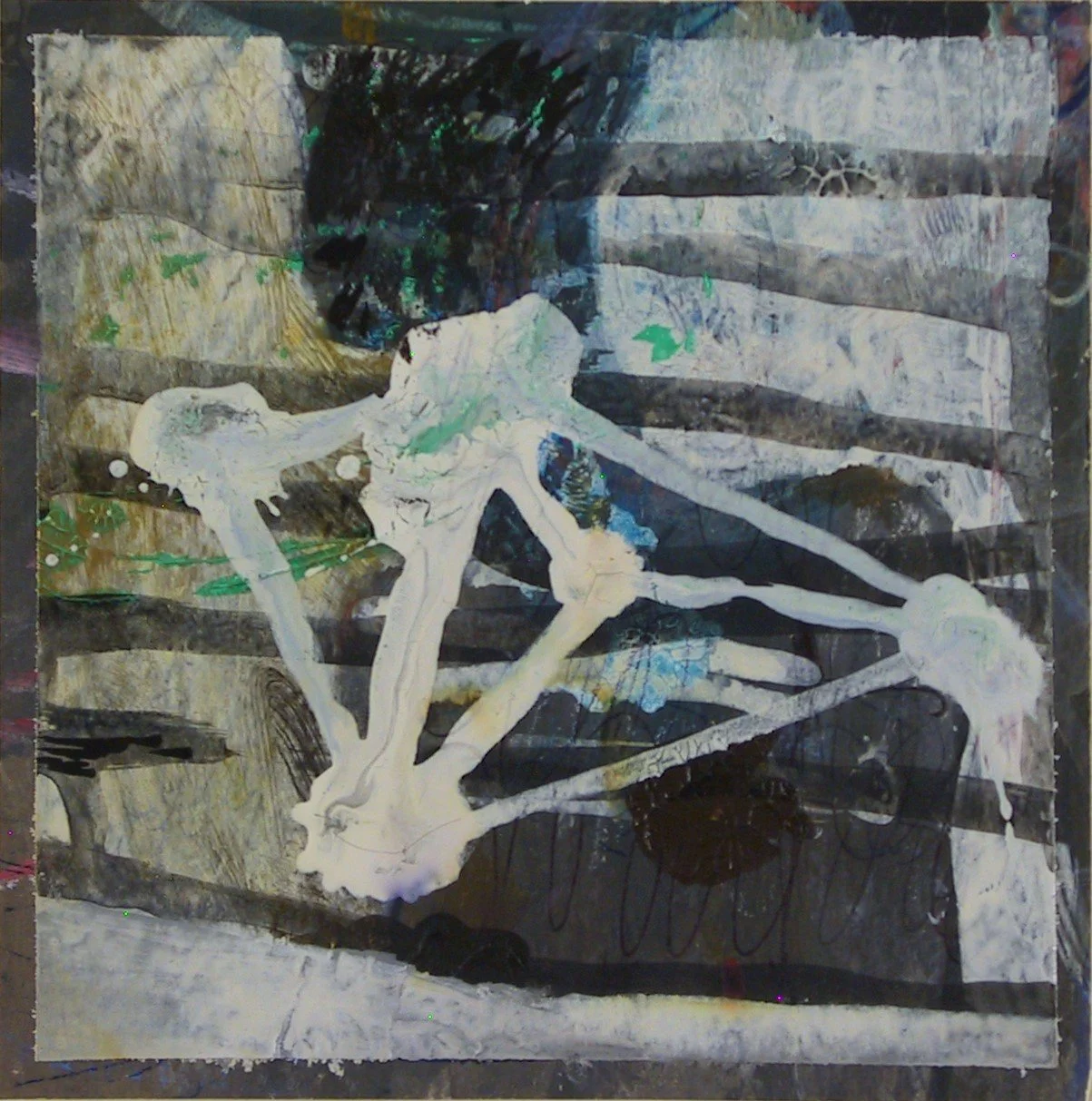 Obstructor  2025  mixed media on paper  5" x 5"
