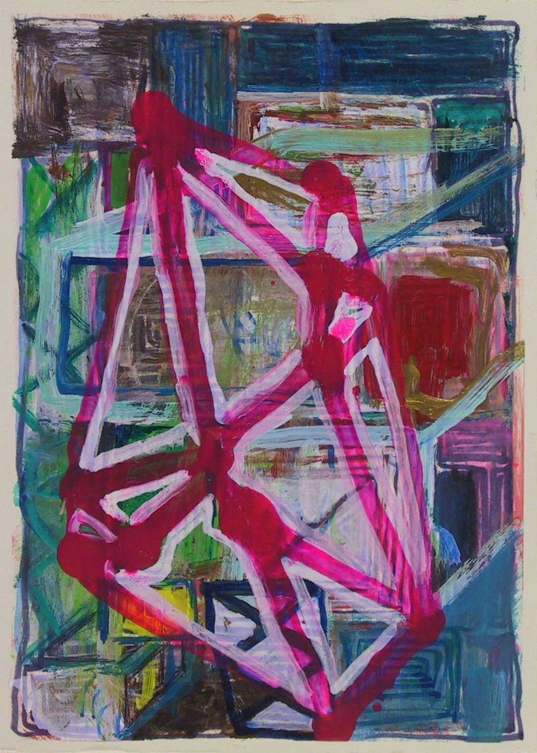 Slanted  2025  mixed media on paper  7" x 5"