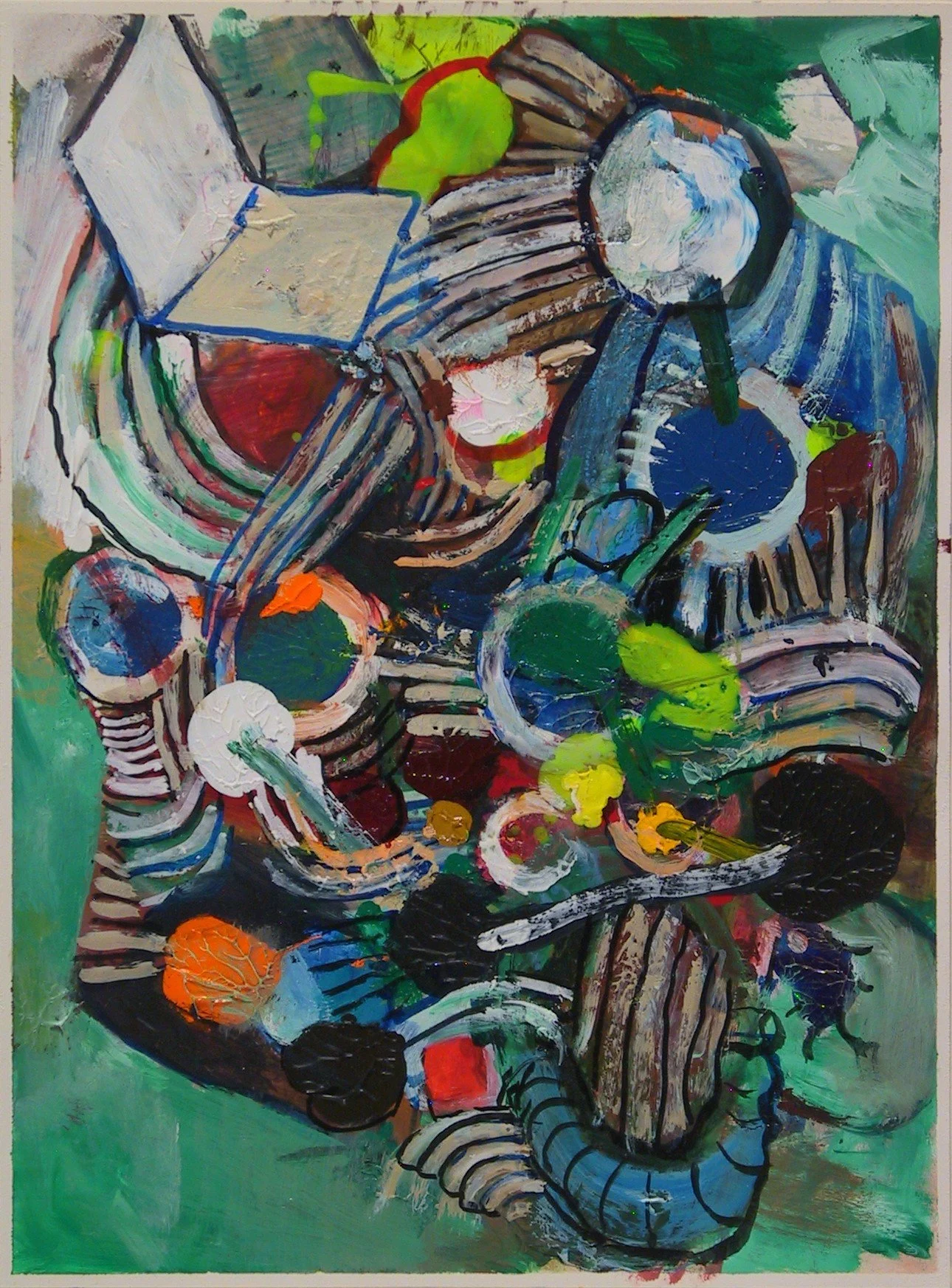 All That Is Tied  2025  mixed media on paper  12 1/8" x 9"