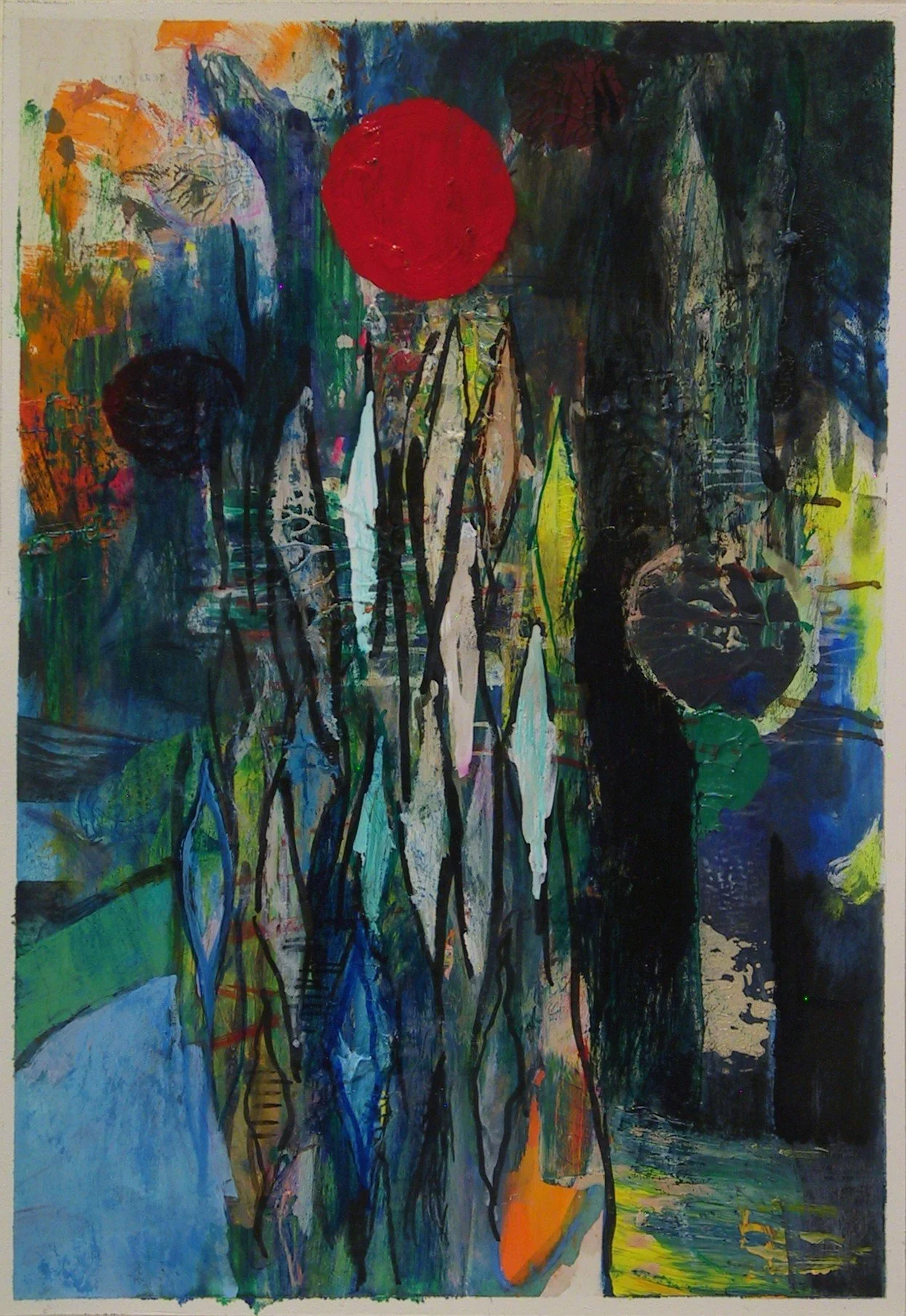 Spirits Drifting  2025  mixed media on paper  10 1/4" x 7 1/8"
