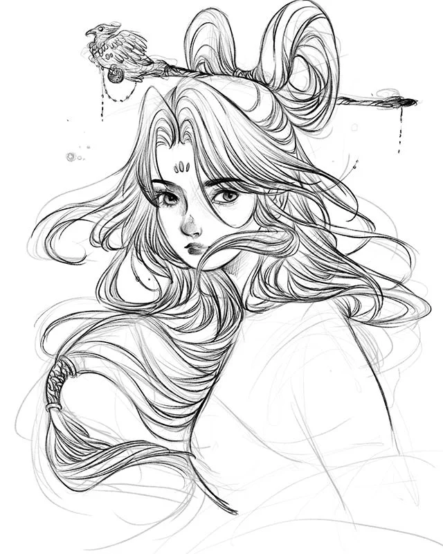 &ldquo;선녀: korean fairy&rdquo; - been feeling pretty lost lately. Hopefully sketching can help me find myself again..
.
.
.
.
.
#art #artistsoninstagram #artist #artwork #artislife #artists #artgram #artgallery #anime #manga #comic #doodle #doodlesof