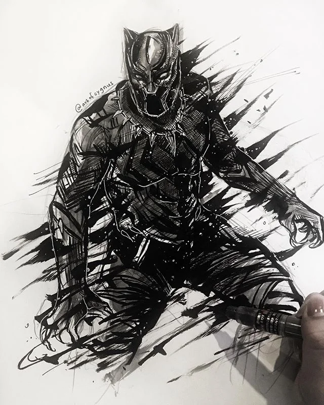 &ldquo;Black Panther&rdquo; - (20 min doodle with Pentel brush pen) - if you haven&rsquo;t. Please go watch! *_* really loved it. .
.
.
.
.
.
.
.
#blackpanther #blackpanthermovie #blackpantherfanart #doodle #wakandaforever #wakanda #tchalla #wip #ink