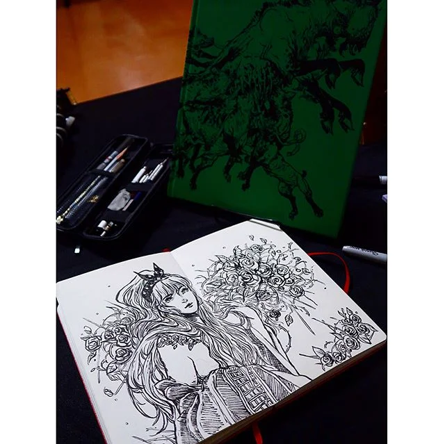 &ldquo;While listening to master kimjunggi&rsquo;s lecture&rdquo; &mdash;- had another wonderful opportunity to work for master kim :) he was so inspiring I had to doodle while watching/listening to his workshop lecture..
.
.
.
.
.
.
.
.
#kimjunggi #