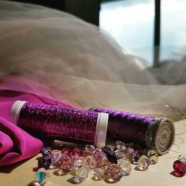 Sneak peak of a few key ingredients for the gowns in this year's Bride at the Museum show at @ncmuseumhistory 
#brideatthemuseum #raleighwedding #ultraviolet #sparkle #customweddingdress #customweddinggown