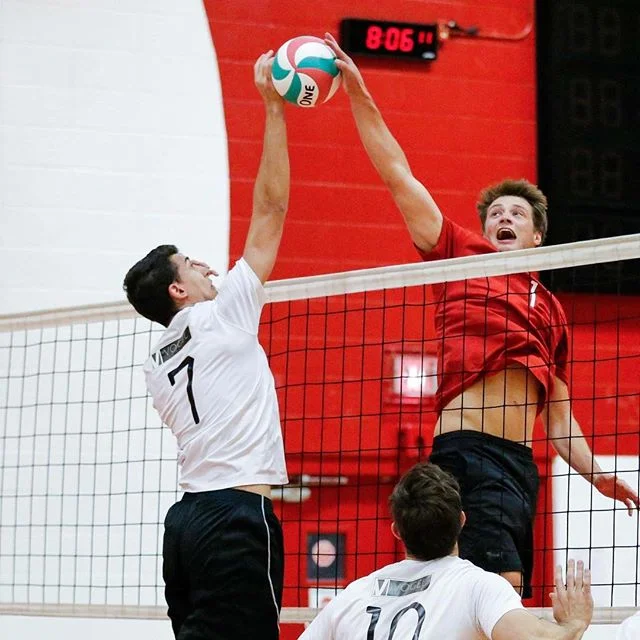 Jackson Maris blocking in the 2018 Calgary Premier League