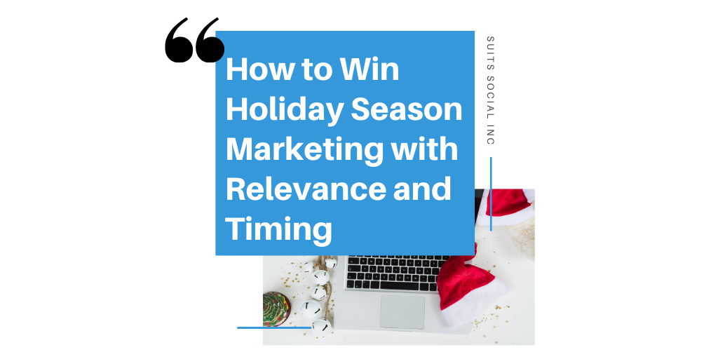 It is one of the best times of the year for businesses! The holidays are just around the corner and retailers can benefit greatly by consumers this season! To ensure you are maximizing your sales for the end of the fourth quarter this holiday season relevance in your social media marketing and perfect timing is essential. Watch Suits Social CEO Darren Cabral discuss why relevance and timing are crucial to your holiday social media marketing plan.
