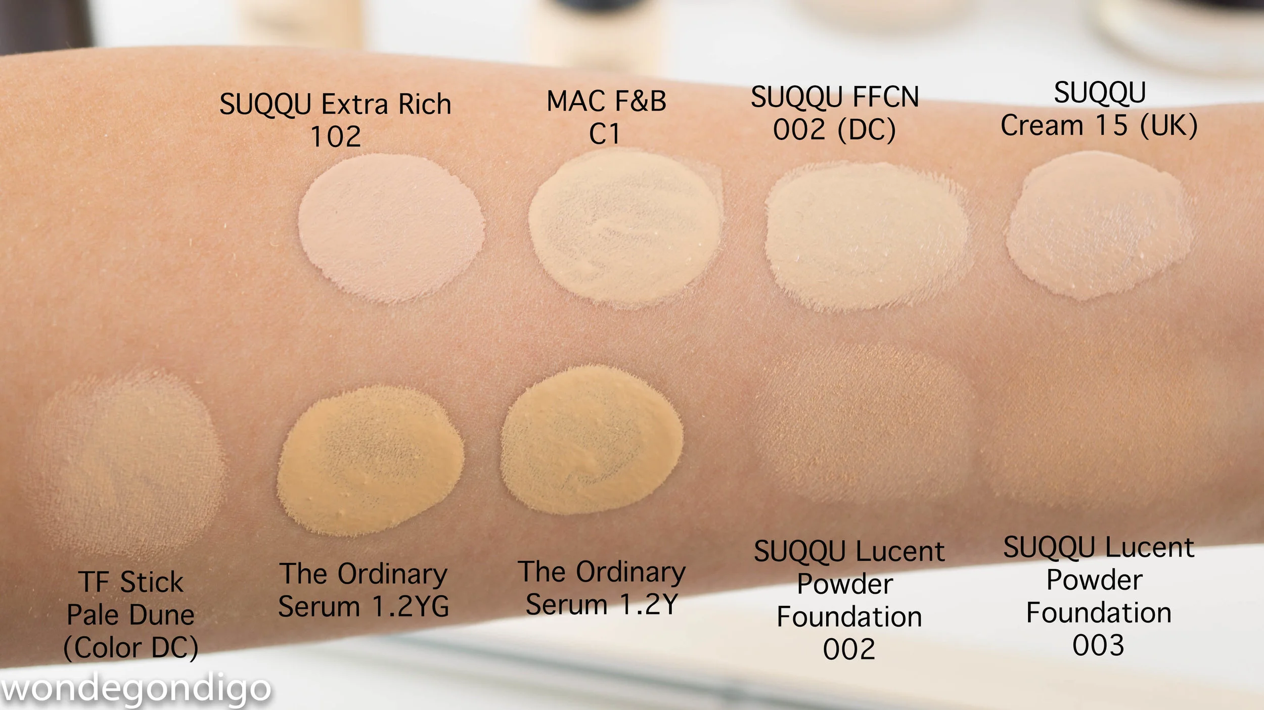 Some foundation shade comparisons