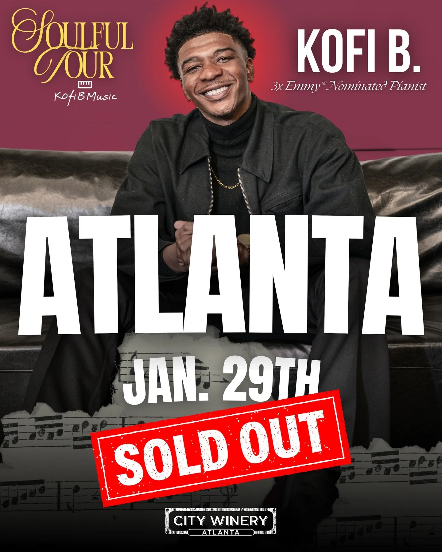 SOLLLLLD OUT! 🤯 Thank you, ATL! ❤️🎹

Can&rsquo;t wait to rock with y&rsquo;all this Thursday! 🙌🏾
#KofiBSoulfulTour
