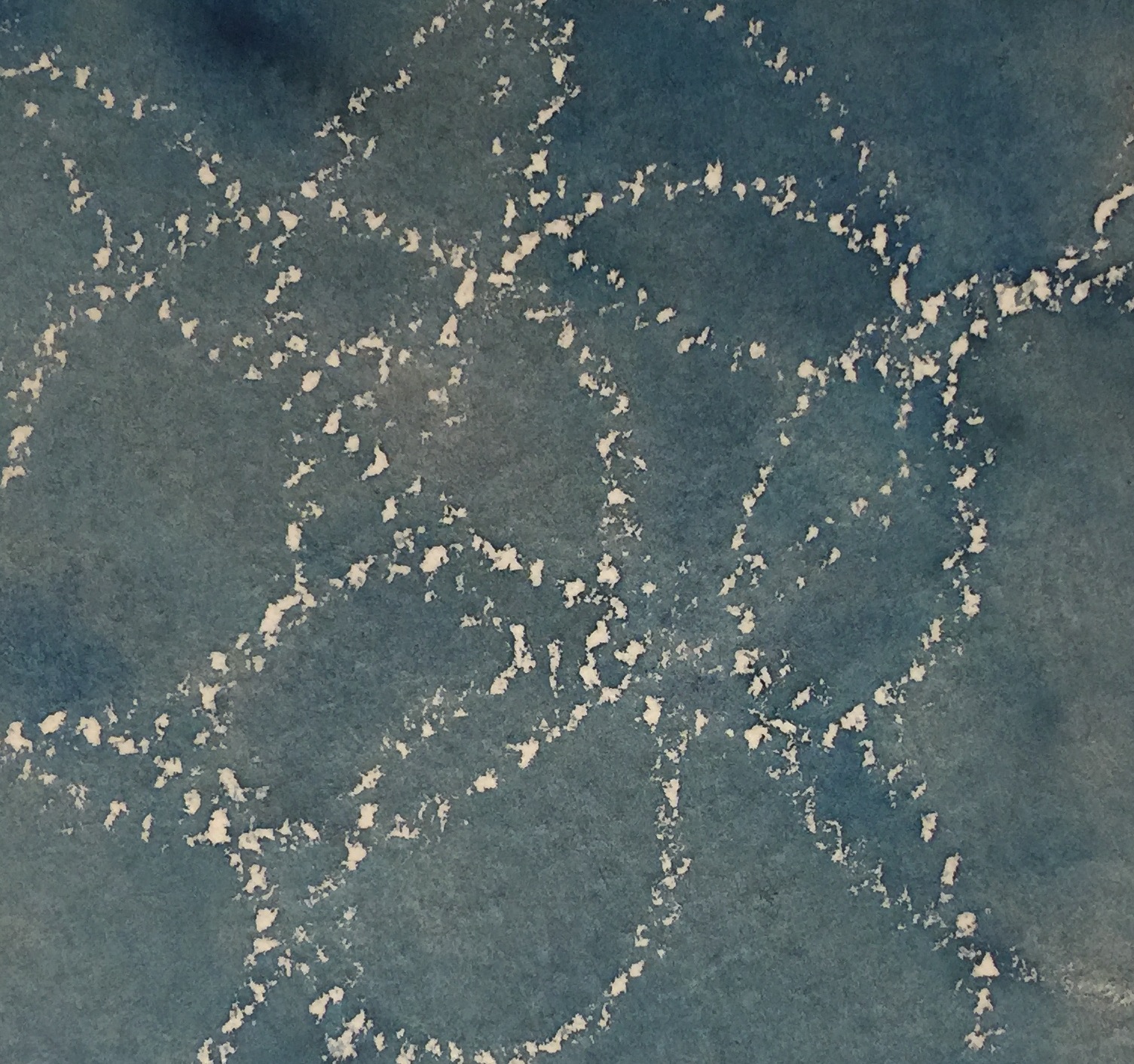 Drawn wax circles, then painted over