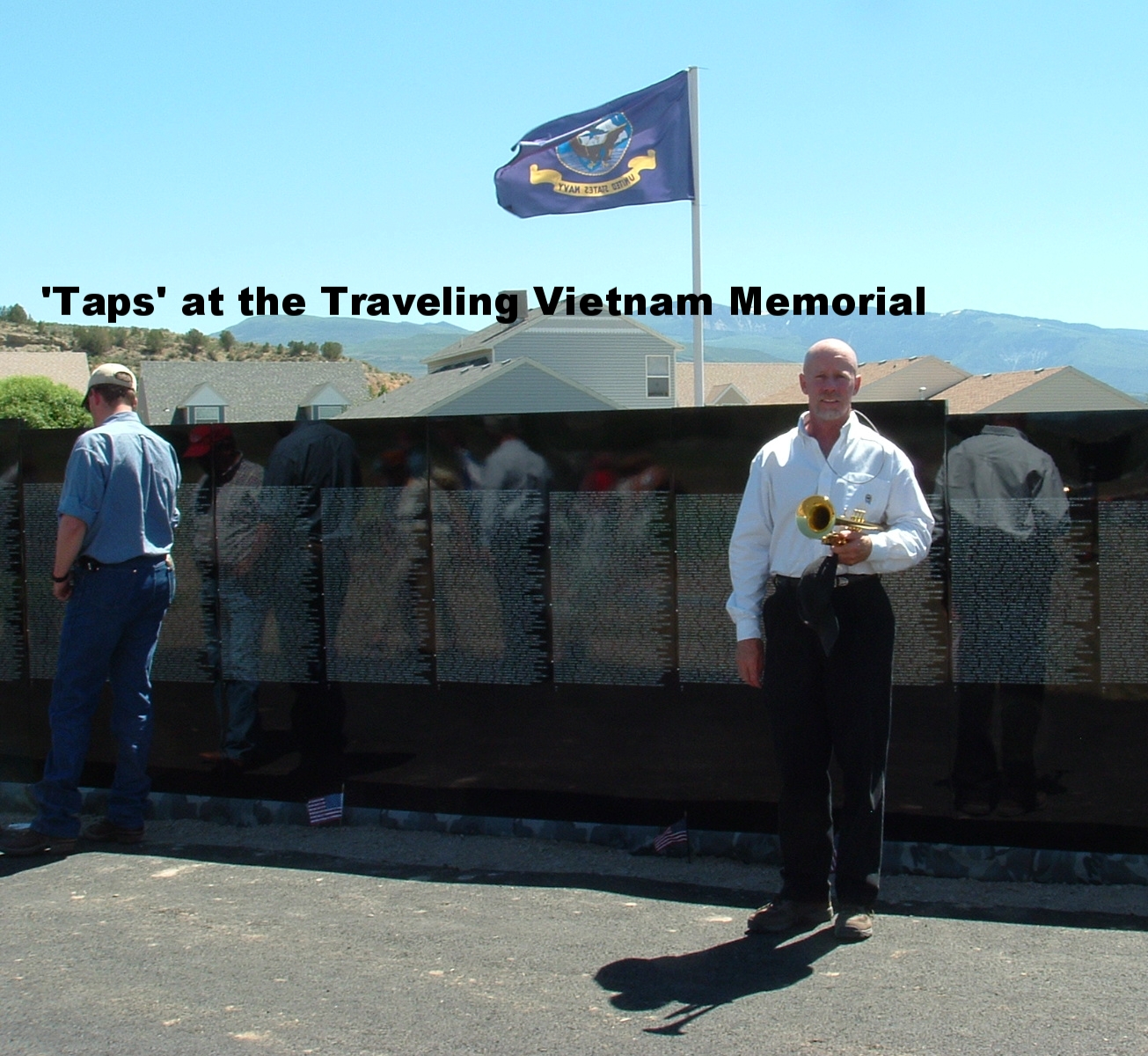 Blowing TAPS at the traveling Vietnam Memorial Wall, Rifle Colorado.jpg