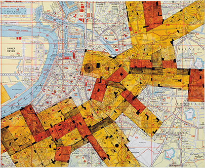 New Babylon-Antwerp , 1963, ink on city map, 52 × 64 cm. Via Frieze ( click here to go to article)