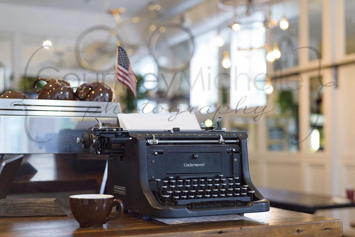 Typewriter at Heritage Coffee &amp; Bikes