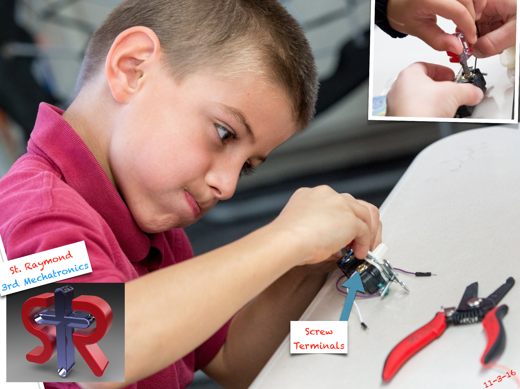 Getting the feel of a screwdriver and how hard to tighten a screw holding a wire requires focus and practice.