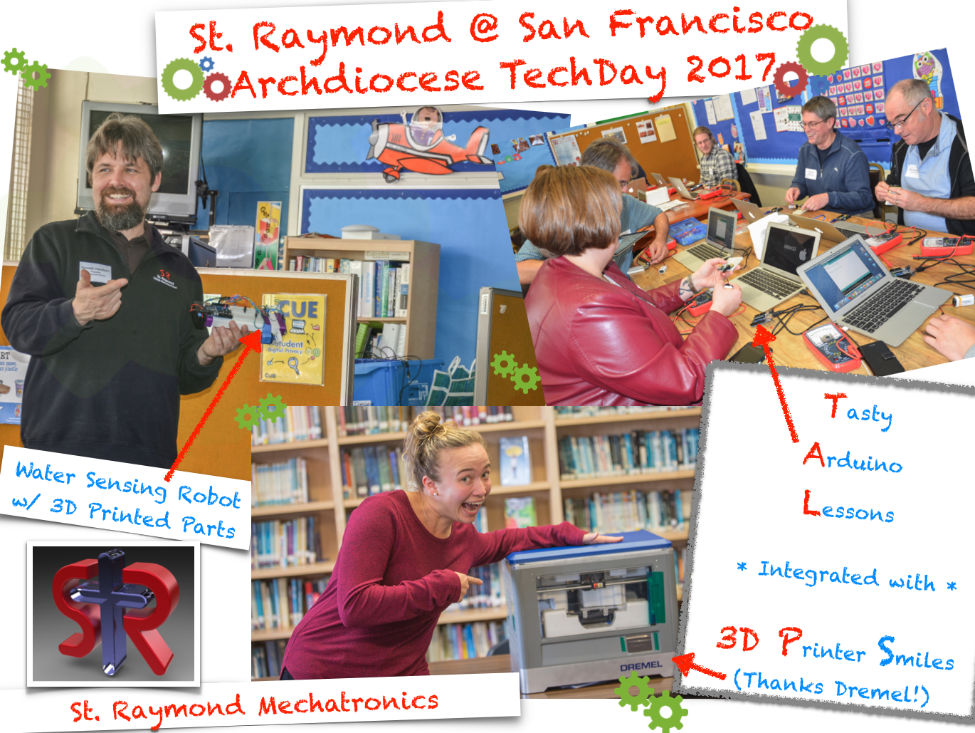 Left to Right: Ken Hawthorn weaves 3D Printing with Arduino, Alexandra Iwaszewicz wins a Dremel 3D Printer, teachers get hands-on with Arduino