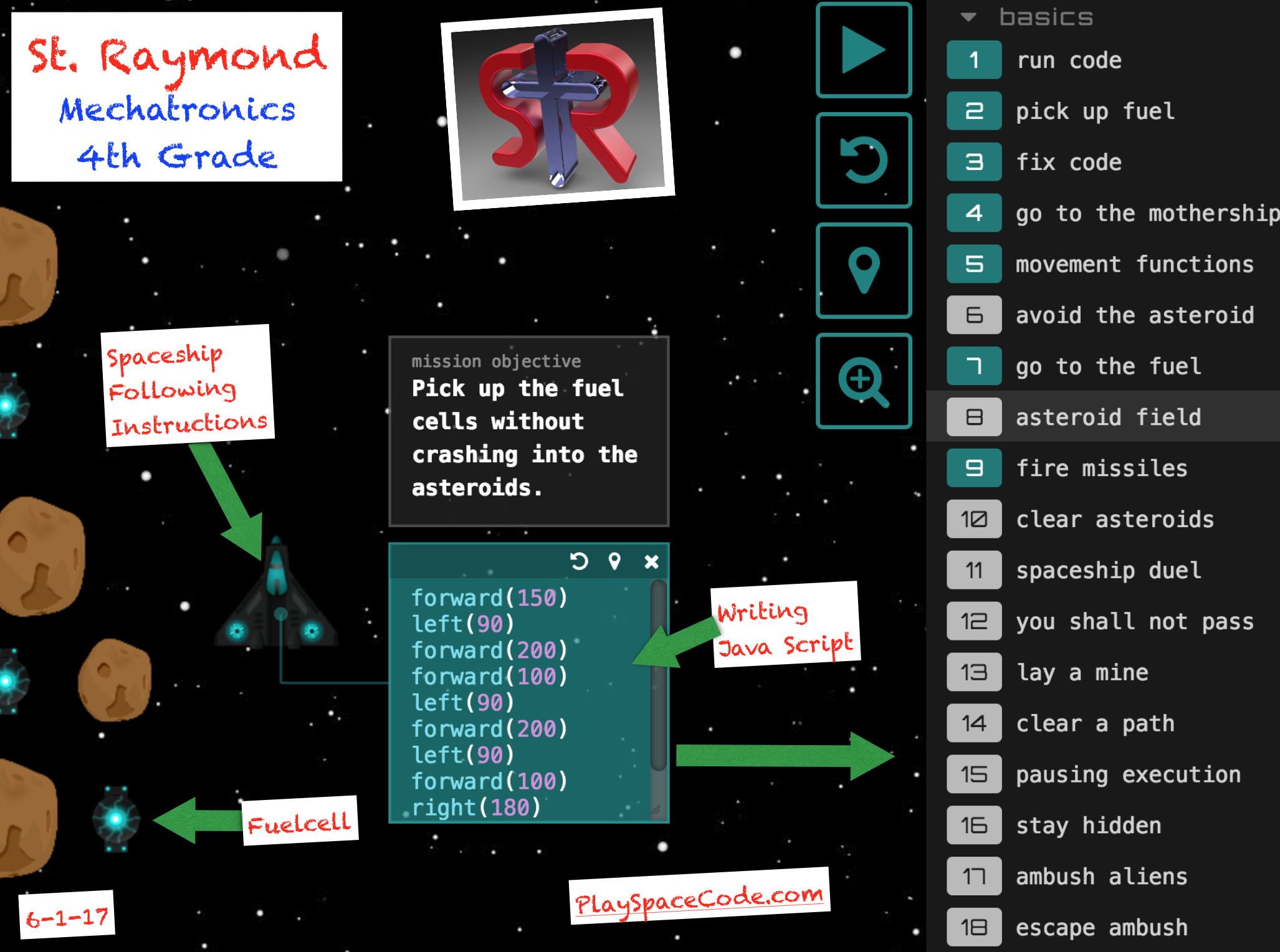A screen shot from the game PlaySpaceCode.com developed by Keshav Saharia
