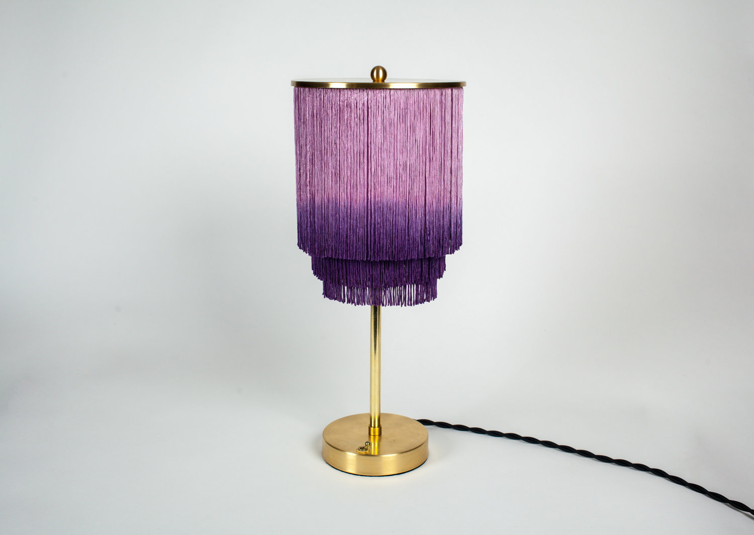 Small Fringe Table Lamp Purple Ombre, Small Purple Table Lamp Shade