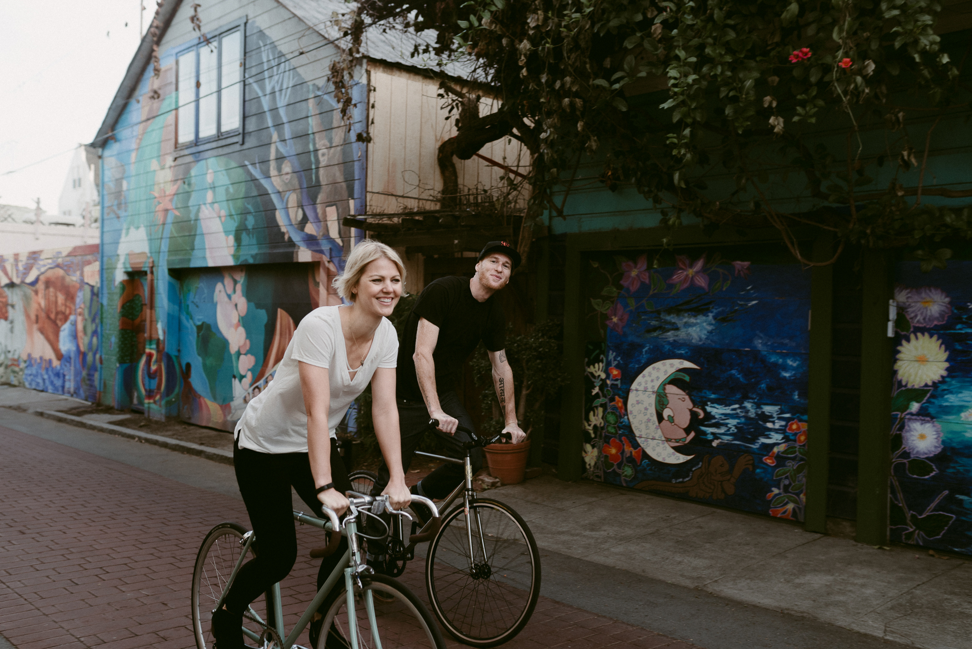 Fun Engagement Portraits in San Francisco on Bikes