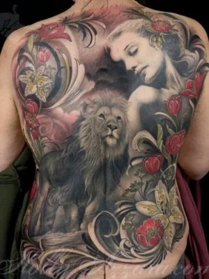 Amazing cover up tattoo created by Holly Jane