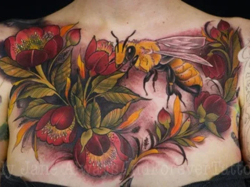 Cover-up tattoo progress