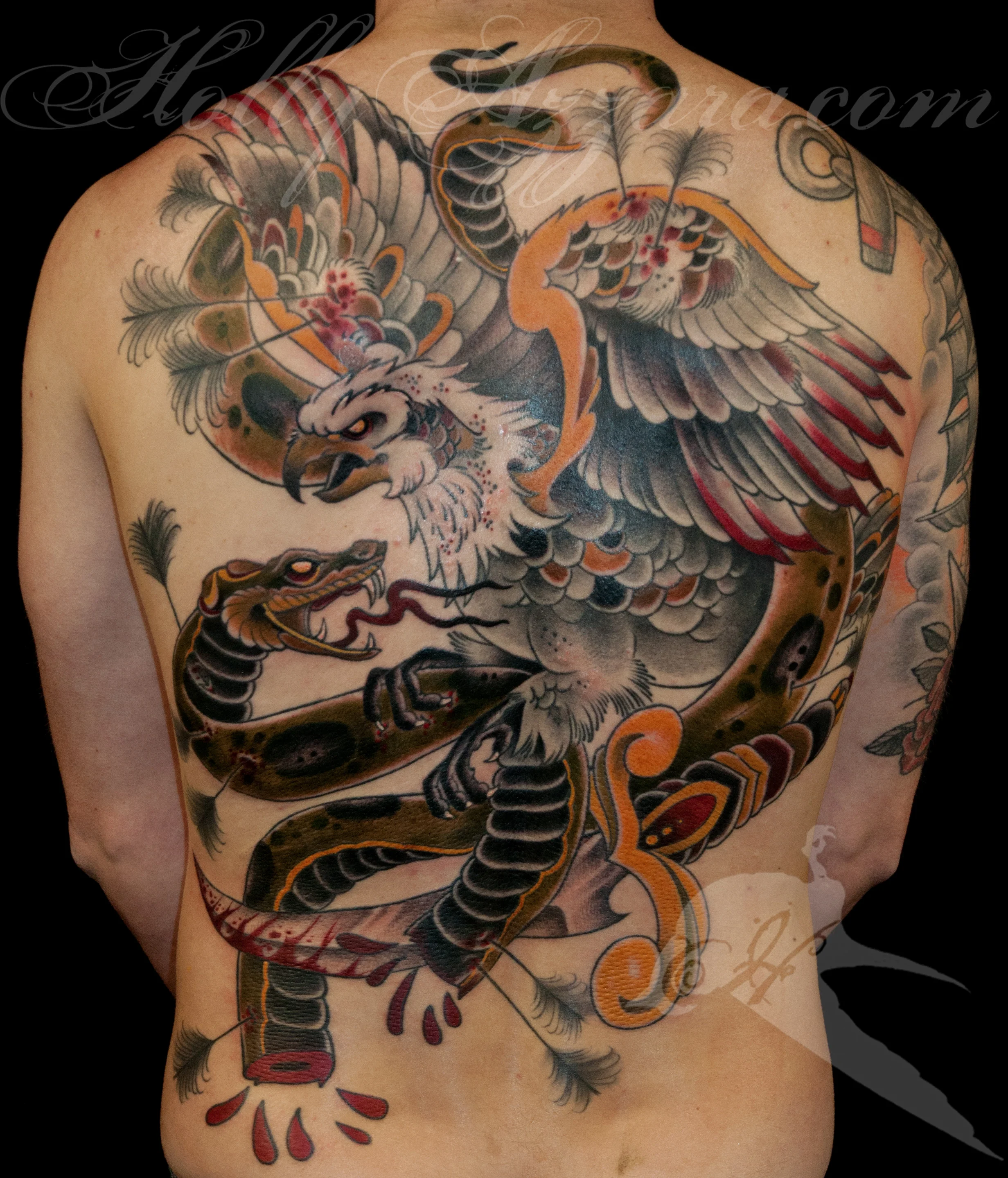 Eagle vs. snake traditional back