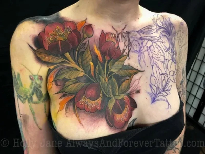 Cover-up tattoo progress