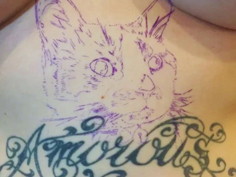 Cover-up tattoo progress