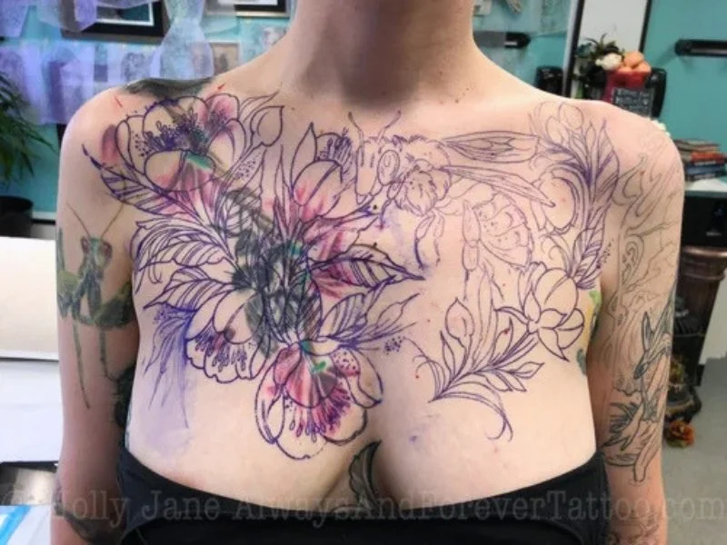 Cover-up tattoo progress