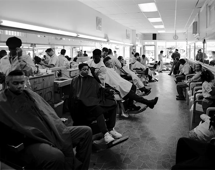Photo by Sixth Street Photography, SF Barber College, 1992, gelatin silver print, 20 x 16 inches