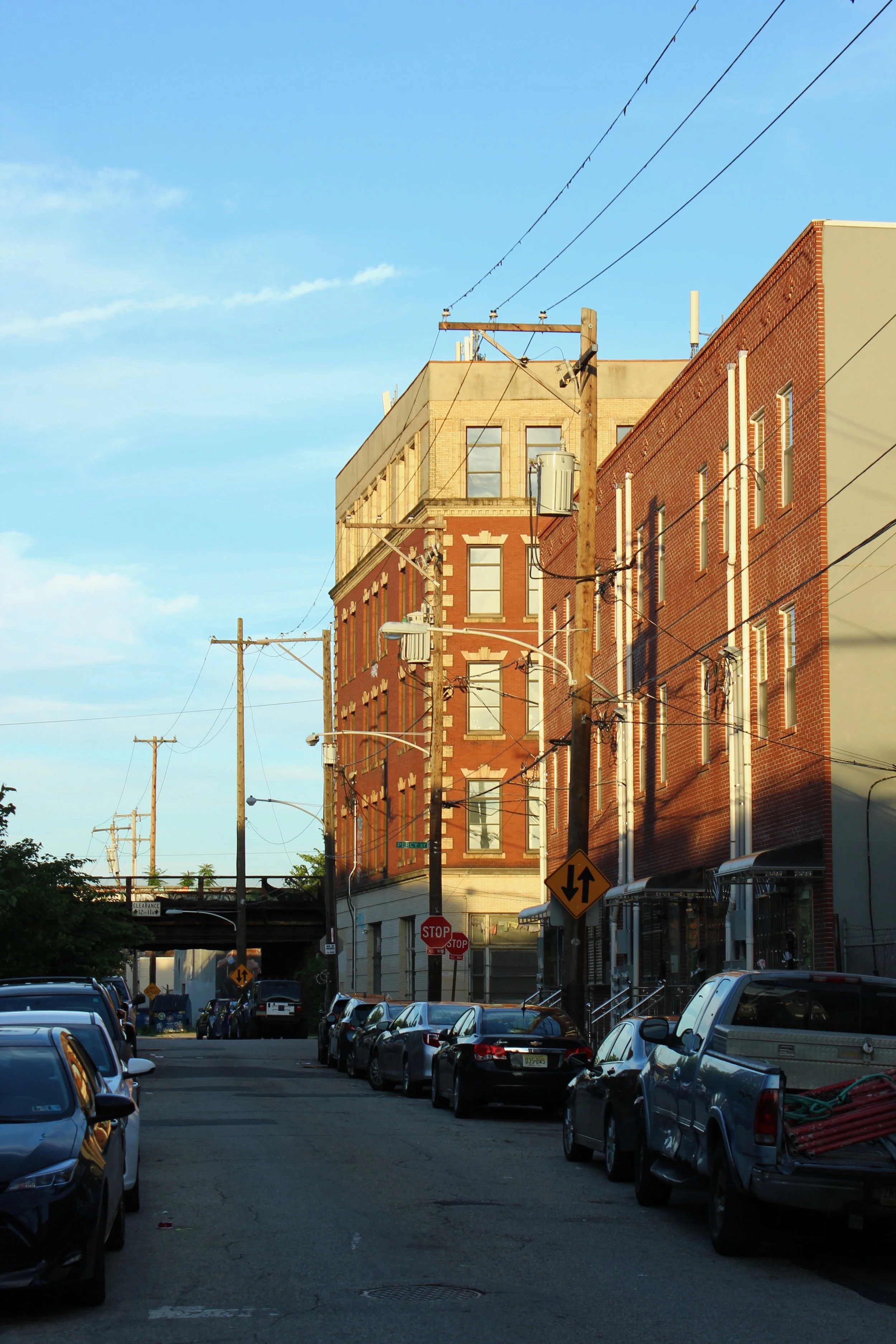 Solstice sun on the rear of our building.