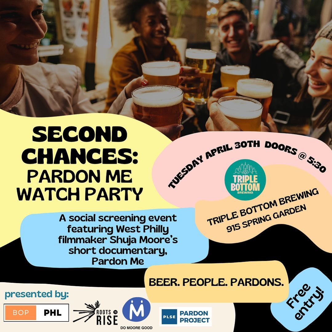 Join us at the Taproom next Tuesday, April 30th at 6pm for the screening of &ldquo;Second Chances: Pardon Me&rdquo; a short documentary by Philly filmmaker @shujamoore 🎥✨

The short film showcases two Philadelphians suffering under the weight of the