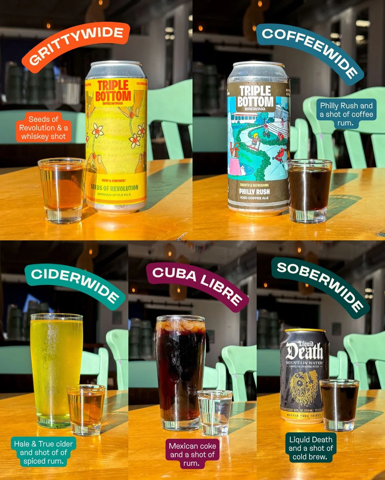 One of our bartenders, Sean, created a fun twist to your traditional citywide. We&rsquo;ve got something for the sober folks, the coffee lovers, and everyone in between! Which is your city wide personality? Let us know below!