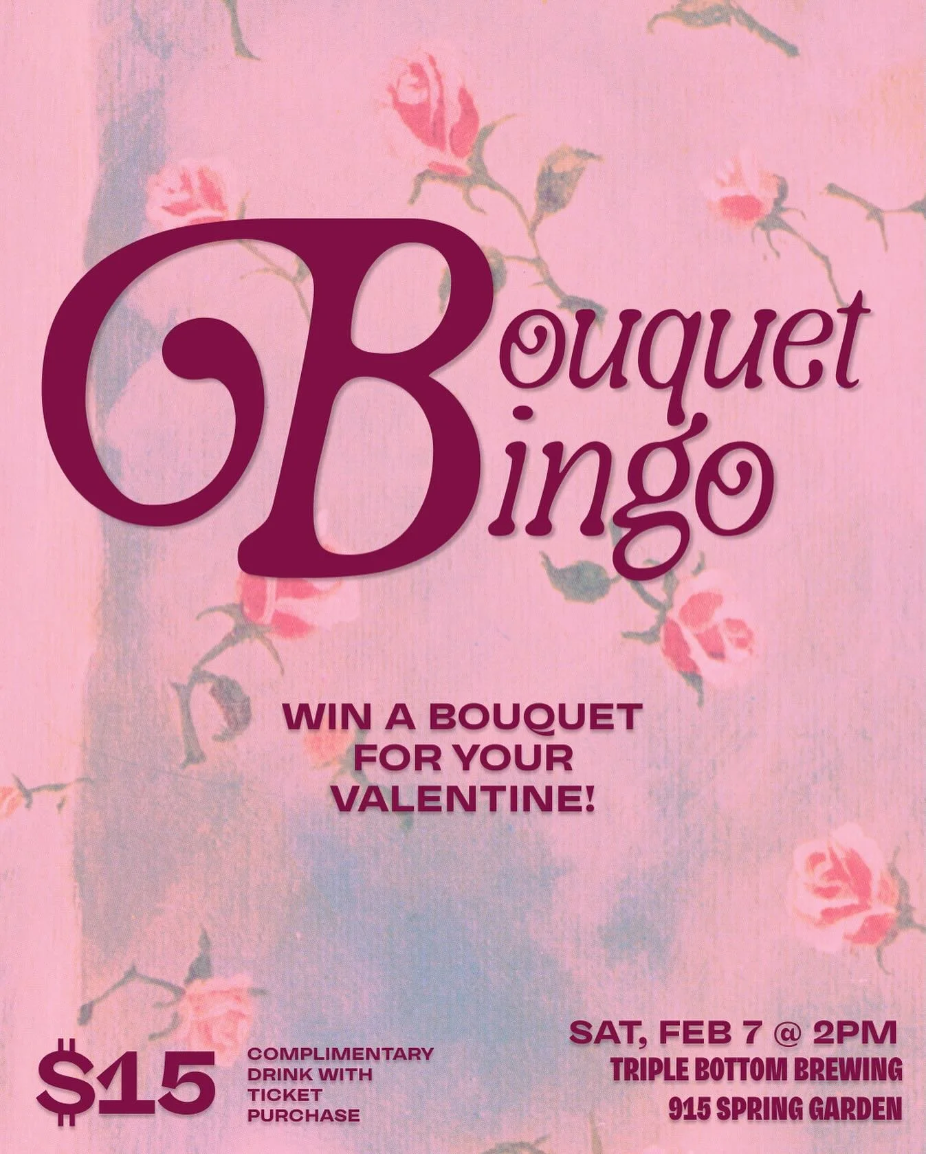 Win a bouquet for your loved at Bouquet Bingo! 💐 Sip, socialize, and play to win a thoughtfully arranged bouquet for yourself or your Valentine! 💕

Do you know someone who loves beautifully arranged flowers? Something classic with a touch of whimsy