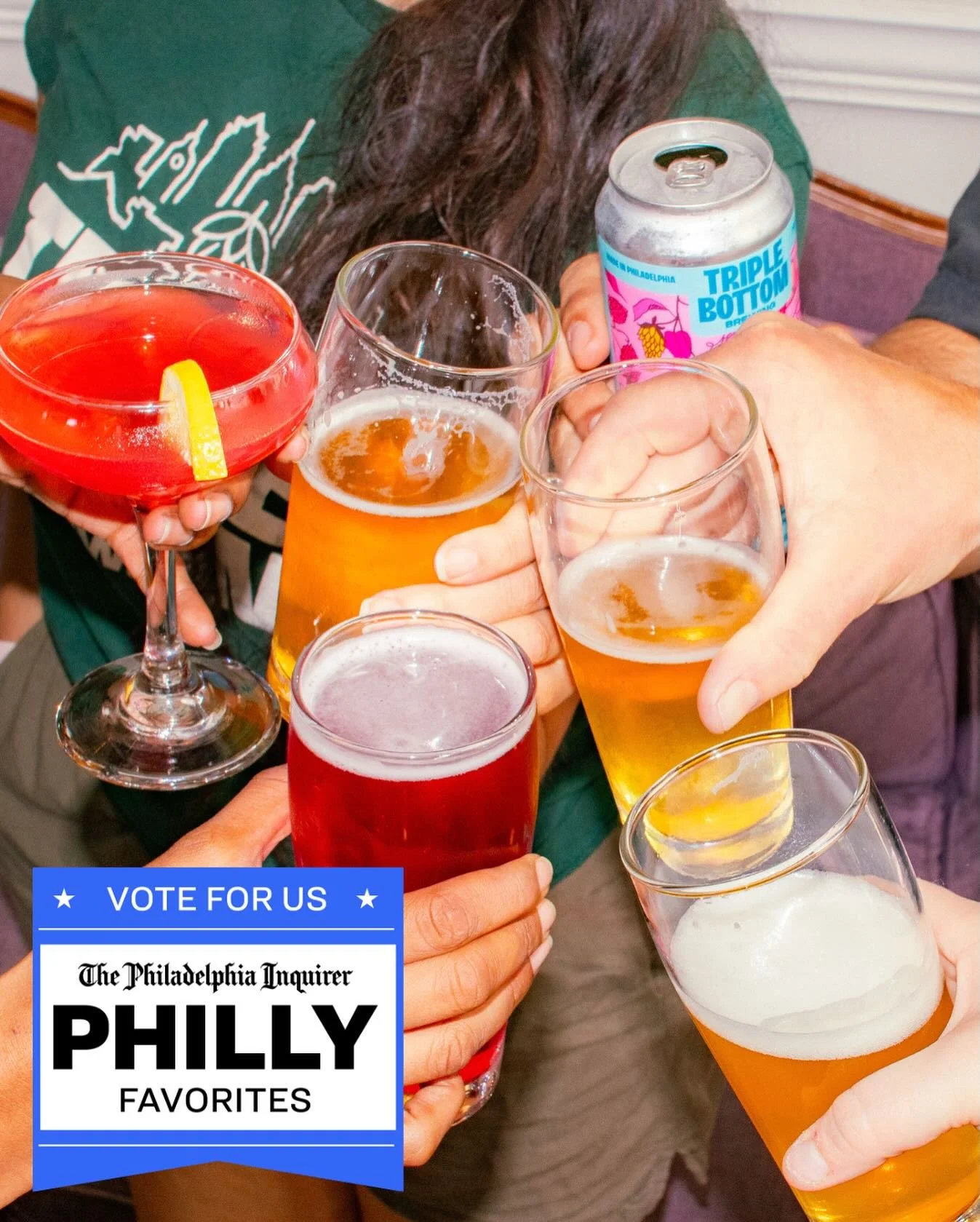 We&rsquo;ve been nominated as one of your Philly Favorites! Vote for us in not one, but two categories: 

🍺 In the in the Eat &amp; Drink Category, we are nominated for best Brewery and best Date Night Spot.

👭 In the Things to Do Category, we are 