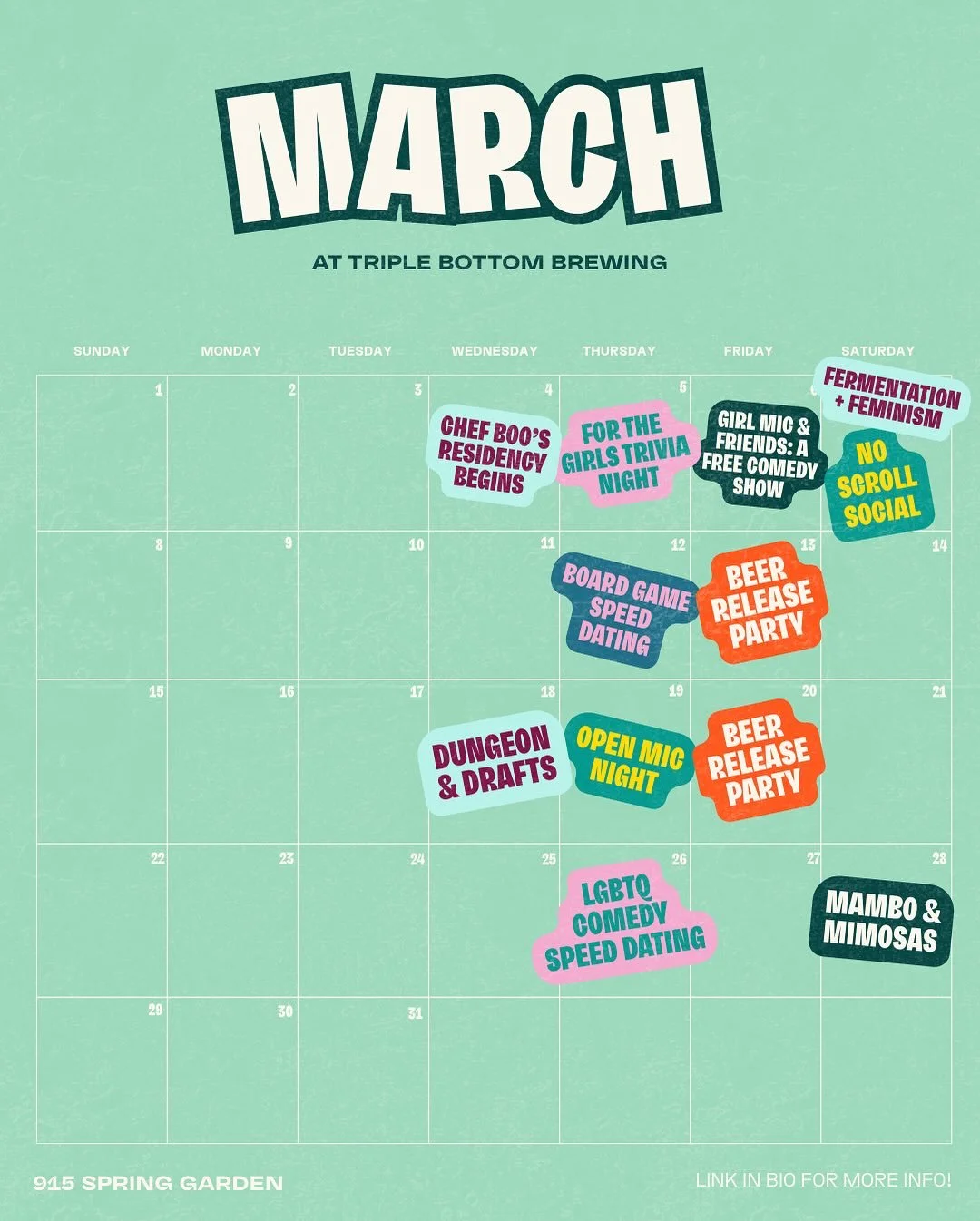 Goodbye February, hello March! We have some fun things planned for the month ahead, head to our link in bio for tickets and more info. Cya at the taproom!