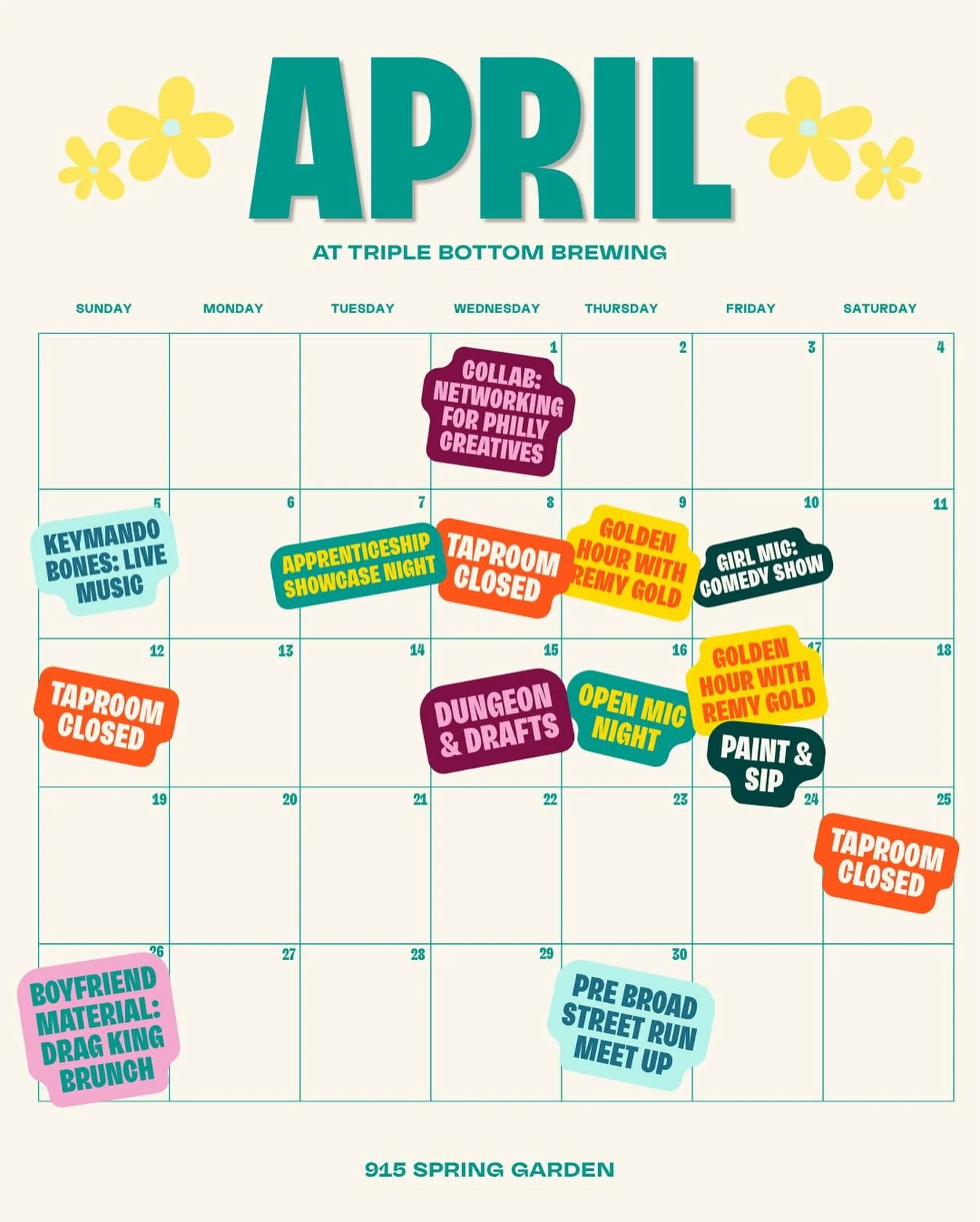 Spring has sprung and we have a ton of fun events for you to join in April! 🌼 Sadly, we&rsquo;re experiencing some technical difficulties on our website so for now, head over to the event organizers pages (they&rsquo;re tagged) for tickets and more 