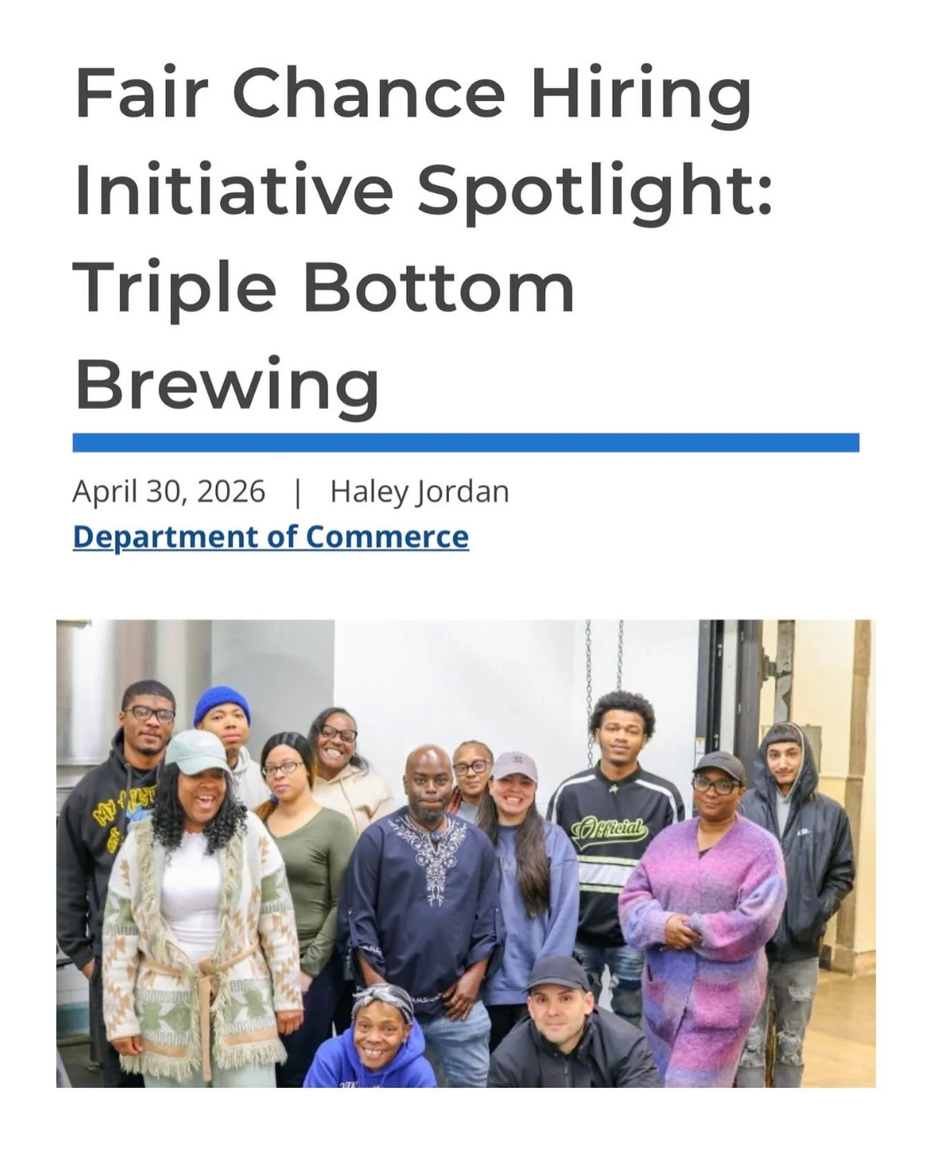 Last month, Tess was interviewed by Haley Jordan at the Department of Commerce about our Future of Service Apprenticeship Program and the importance of Fair Chance Hiring in Philly. She talks about creating an ecosystem of support for unhoused and ju