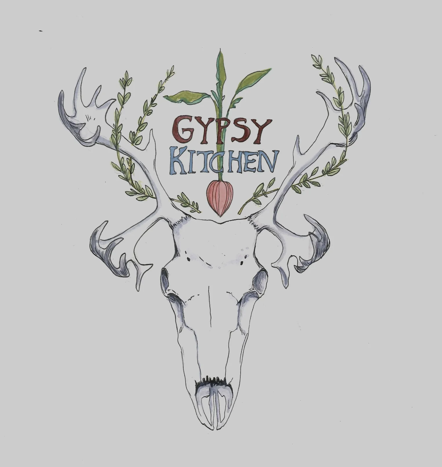 2. Gypsy Kitchen Design with Caribou Skull